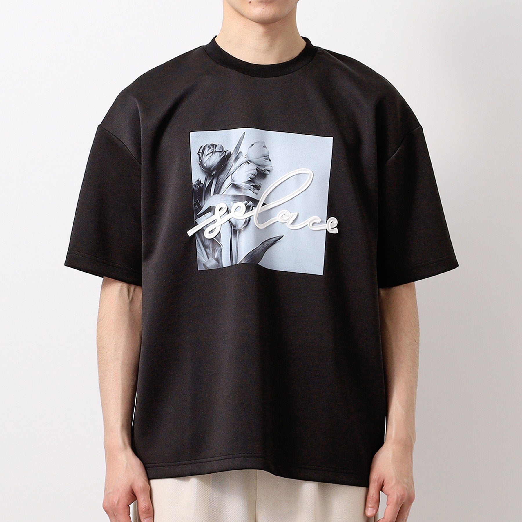 ザ ショップ ティーケー(メンズ) THE SHOP TK(Men) コード刺繍フォト半袖Tシャツ (ホワイト(001)) ホワイト(001)