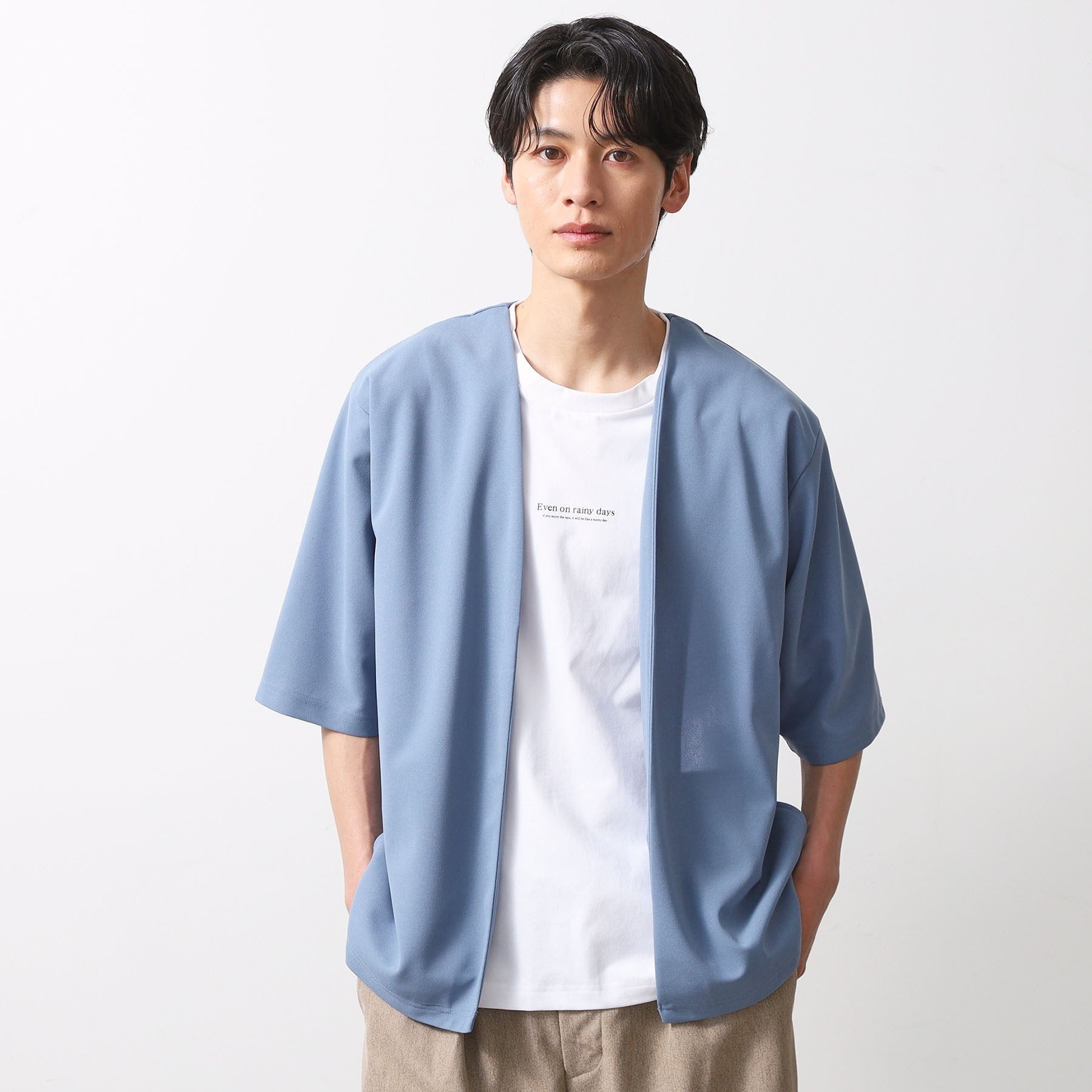 ザ ショップ ティーケー(メンズ) THE SHOP TK(Men) 強撚梨地アンサンブルカーデ (ブルー(091)) ブルー(091)