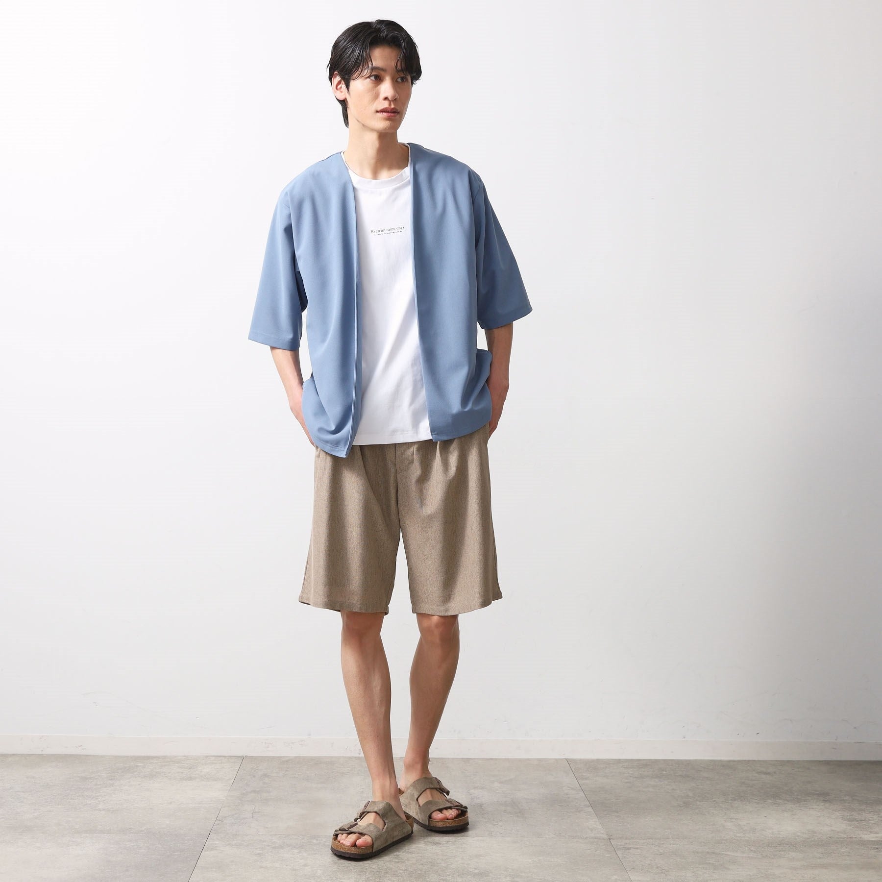 ザ ショップ ティーケー(メンズ) THE SHOP TK(Men) 強撚梨地アンサンブルカーデ (ブルー(091)) ブルー(091)