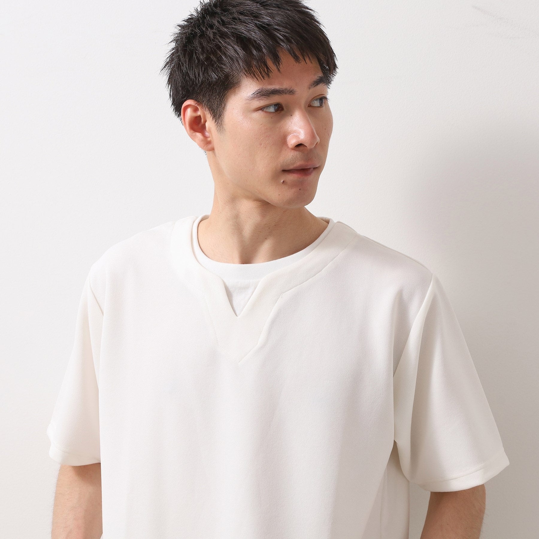 ザ ショップ ティーケー(メンズ) THE SHOP TK(Men) ツイルキーネック半袖Tシャツ (ネイビー(094)) ネイビー(094)