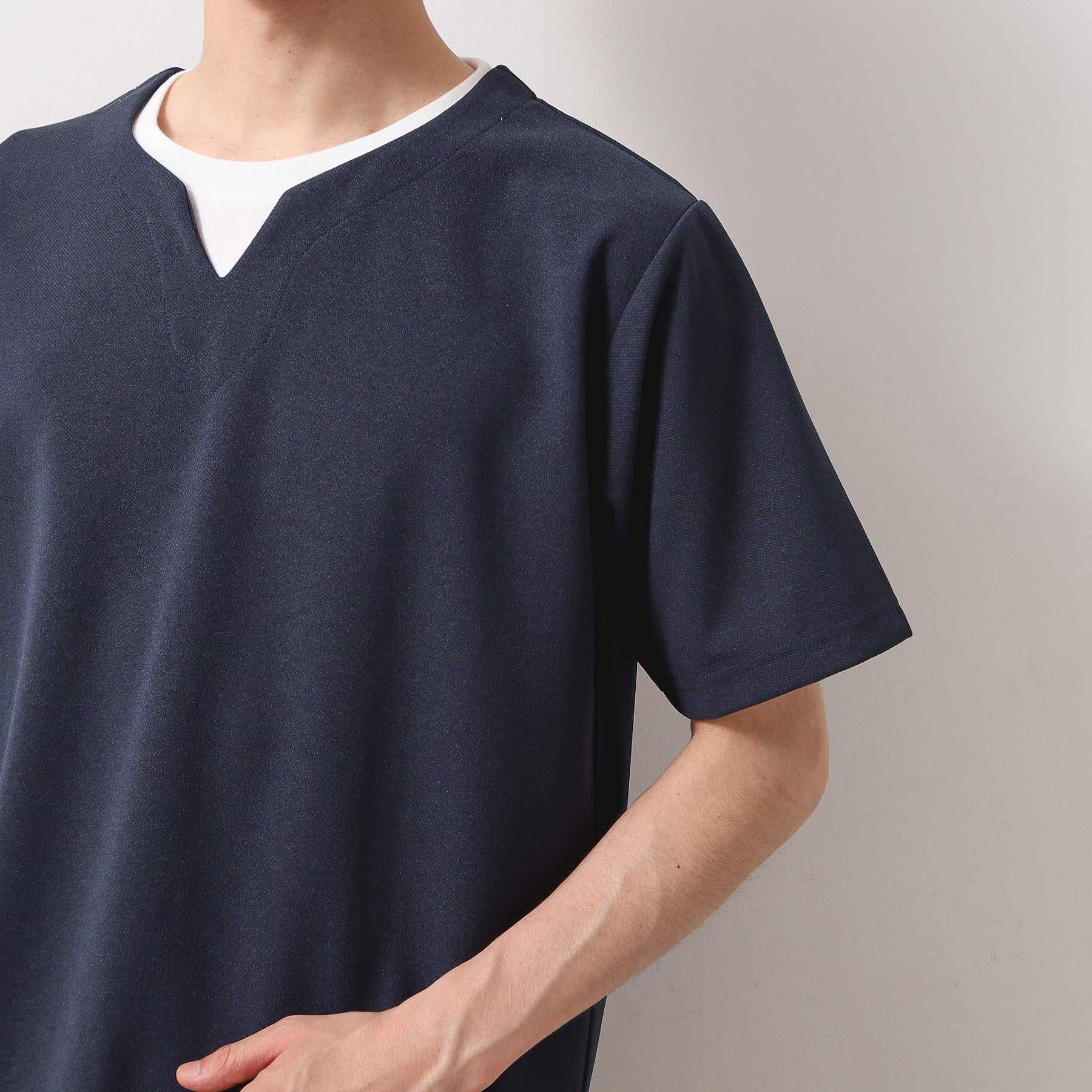 ザ ショップ ティーケー(メンズ) THE SHOP TK(Men) ツイルキーネック半袖Tシャツ (ネイビー(094)) ネイビー(094)