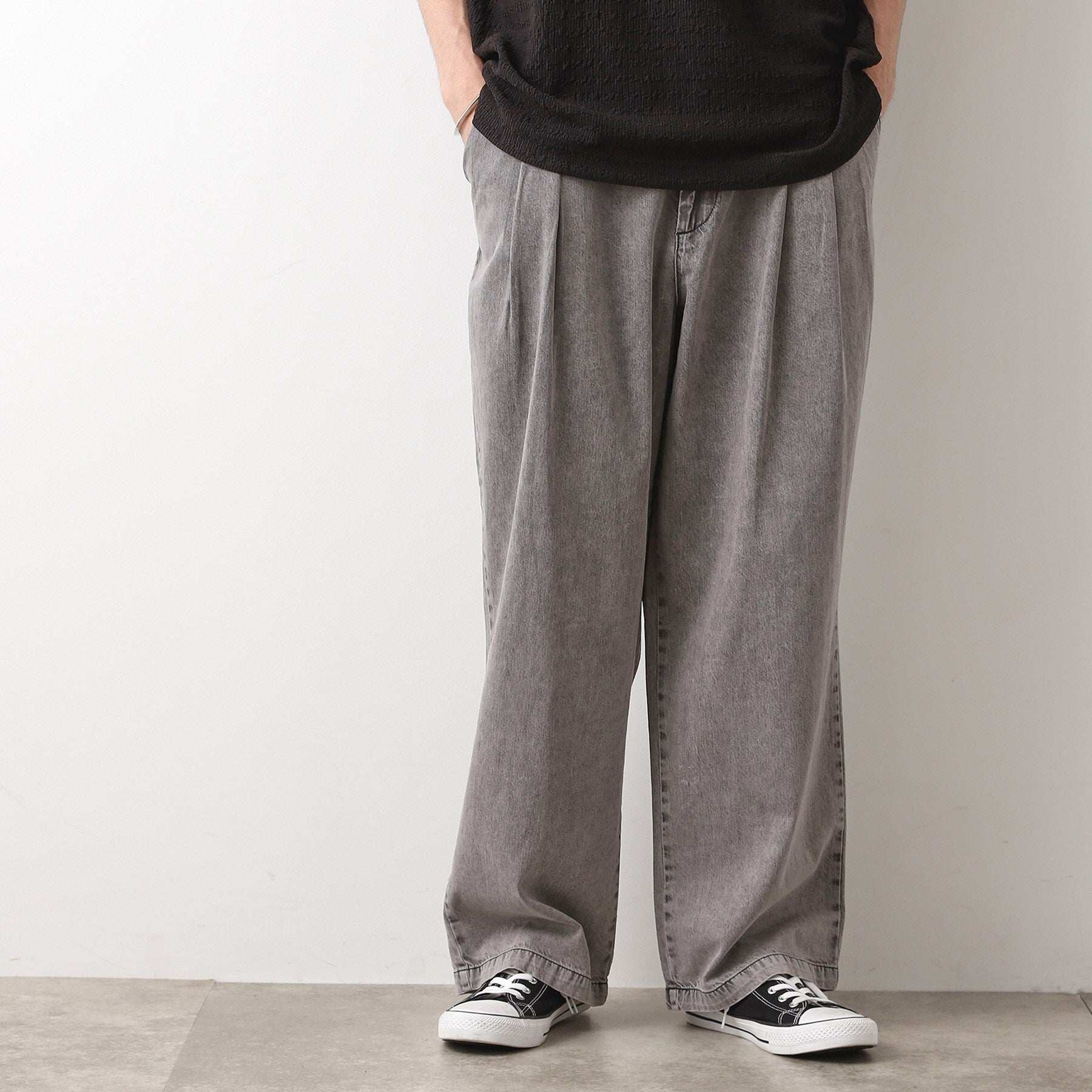 ザ ショップ ティーケー(メンズ) THE SHOP TK(Men) ツータックワイドデニムパンツ (ライトグレー(011)) ライトグレー(011)