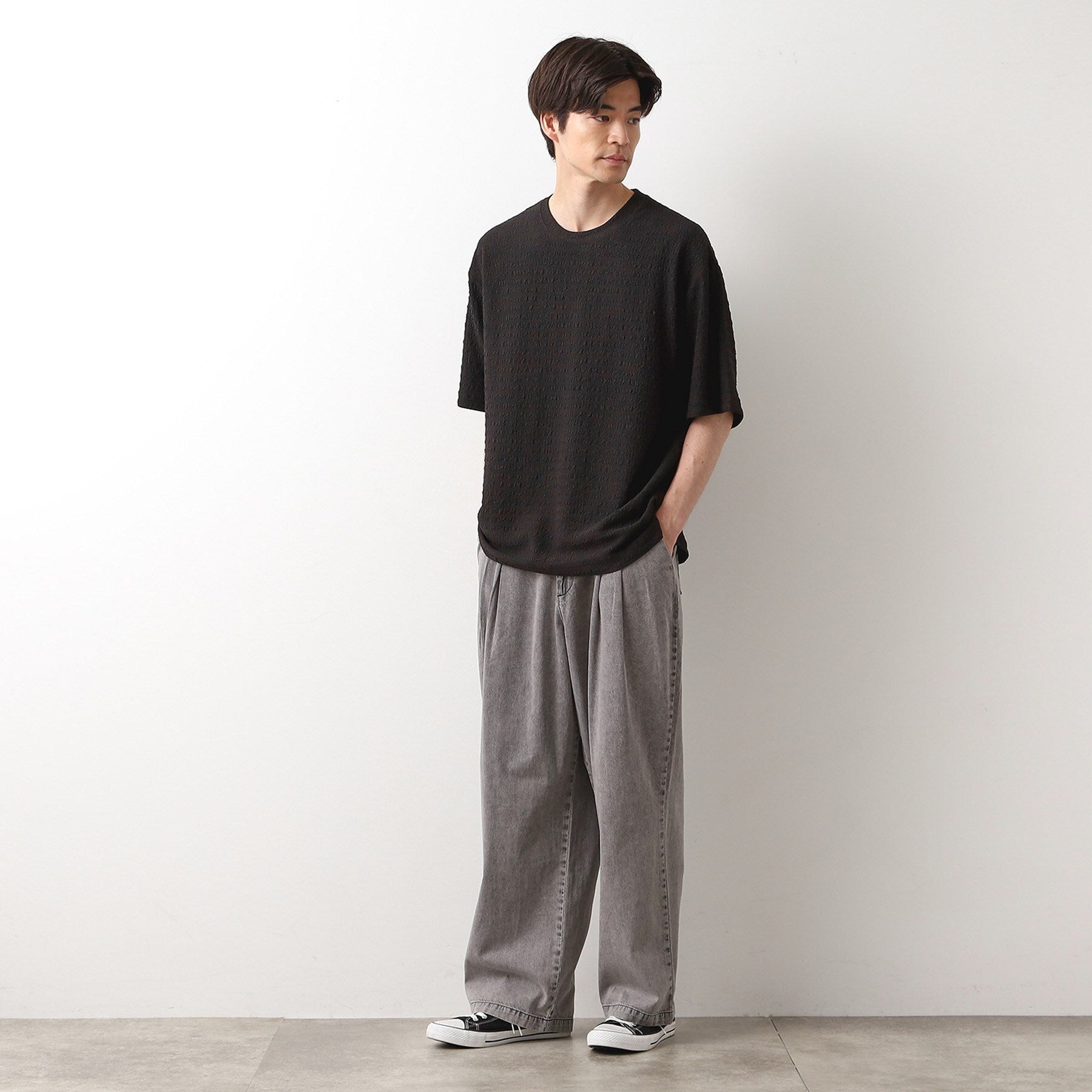 ザ ショップ ティーケー(メンズ) THE SHOP TK(Men) ツータックワイドデニムパンツ (ライトグレー(011)) ライトグレー(011)