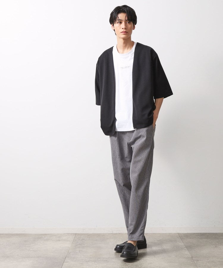 ザ ショップ ティーケー(メンズ) THE SHOP TK(Men) 梨地アンサンブルカーディガン 五分袖カーディガン+半袖Tシャツセット/マシンウォッシャブル (ボルドー(064)) ボルドー(064)