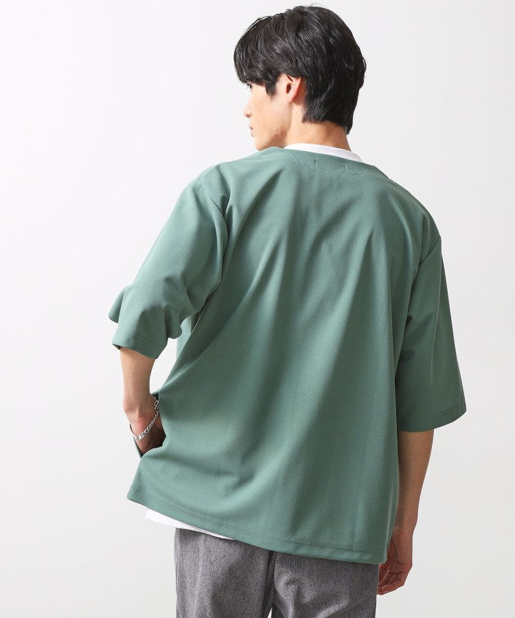 ザ ショップ ティーケー(メンズ) THE SHOP TK(Men) 梨地アンサンブルカーディガン 五分袖カーディガン+半袖Tシャツセット/マシンウォッシャブル (ボルドー(064)) ボルドー(064)