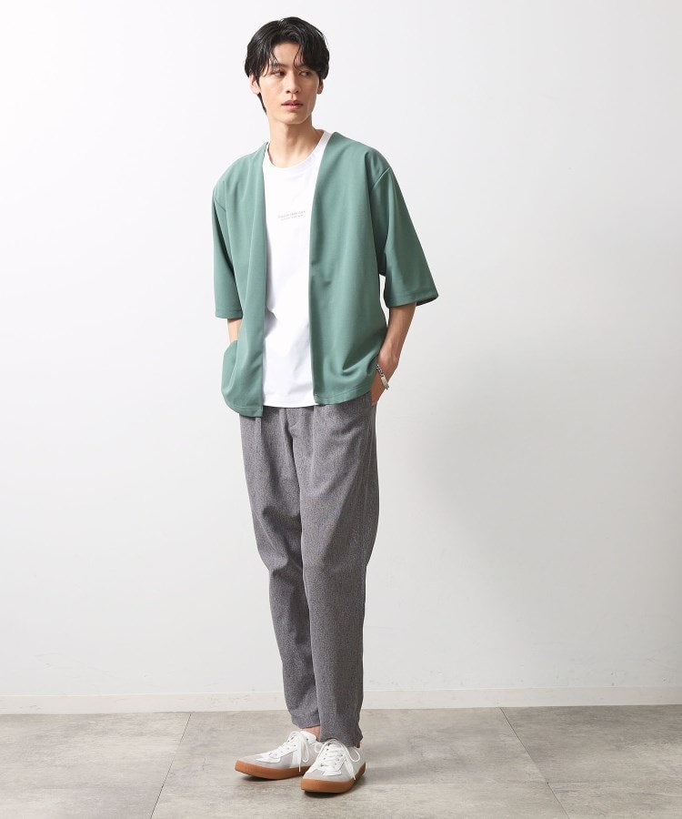 ザ ショップ ティーケー(メンズ) THE SHOP TK(Men) 梨地アンサンブルカーディガン 五分袖カーディガン+半袖Tシャツセット/マシンウォッシャブル (ボルドー(064)) ボルドー(064)