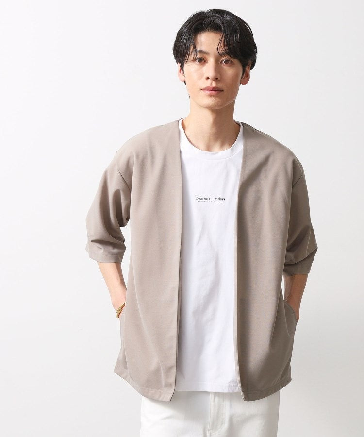 ザ ショップ ティーケー(メンズ) THE SHOP TK(Men) 梨地アンサンブルカーディガン 五分袖カーディガン+半袖Tシャツセット/マシンウォッシャブル (ボルドー(064)) ボルドー(064)