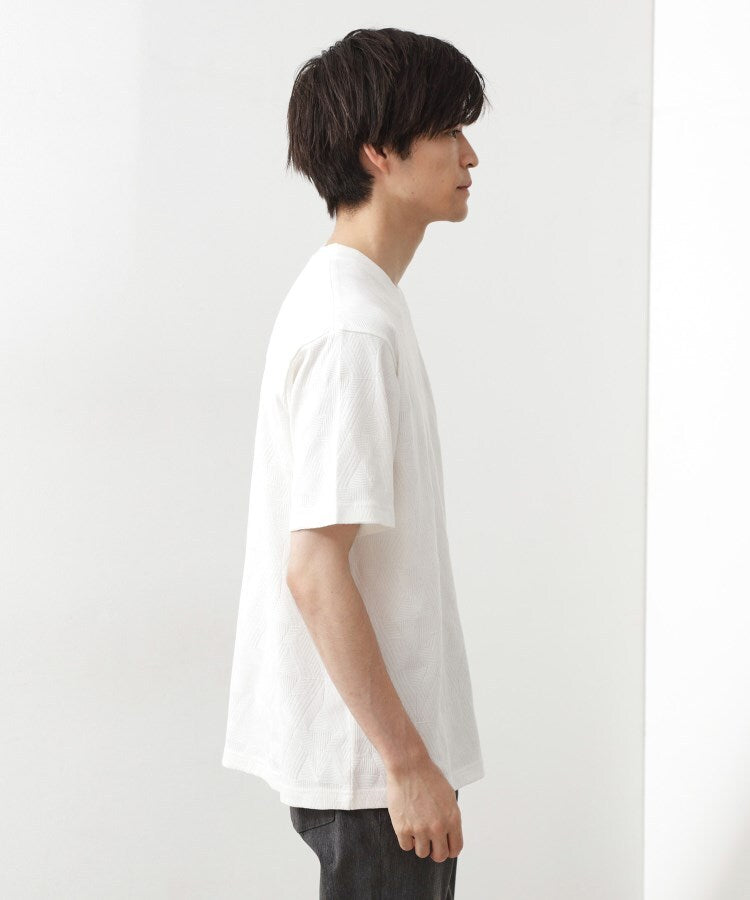 ザ ショップ ティーケー(メンズ) THE SHOP TK(Men) リサイクルパターンジャカード半袖Tシャツ (ブラック(019)) ブラック(019)