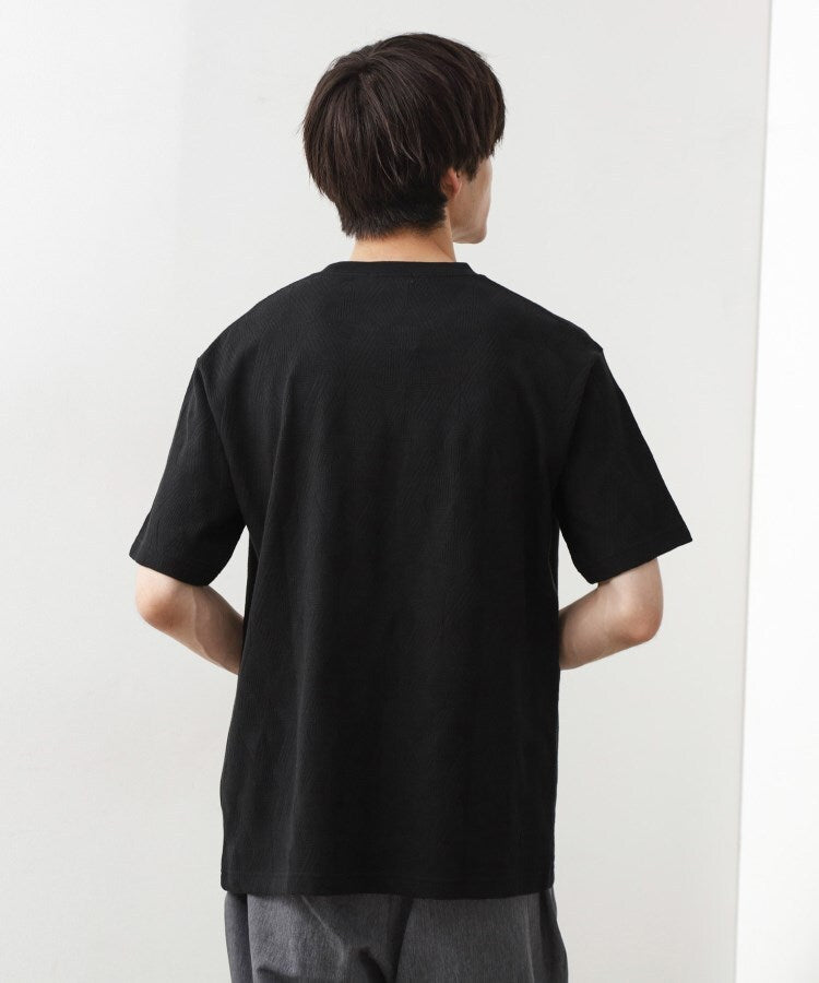 ザ ショップ ティーケー(メンズ) THE SHOP TK(Men) リサイクルパターンジャカード半袖Tシャツ (ブラック(019)) ブラック(019)