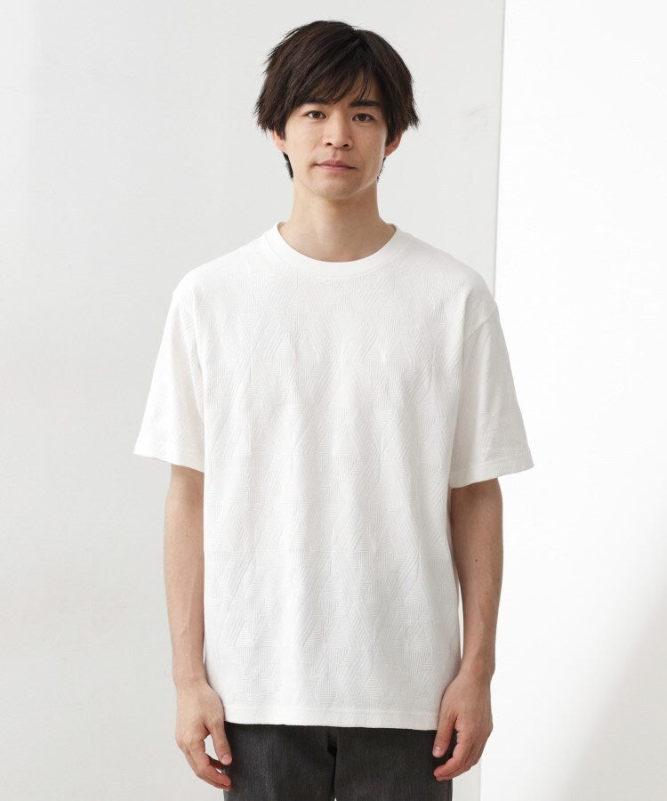 ザ ショップ ティーケー(メンズ) THE SHOP TK(Men) リサイクルパターンジャカード半袖Tシャツ (ブラック(019)) ブラック(019)