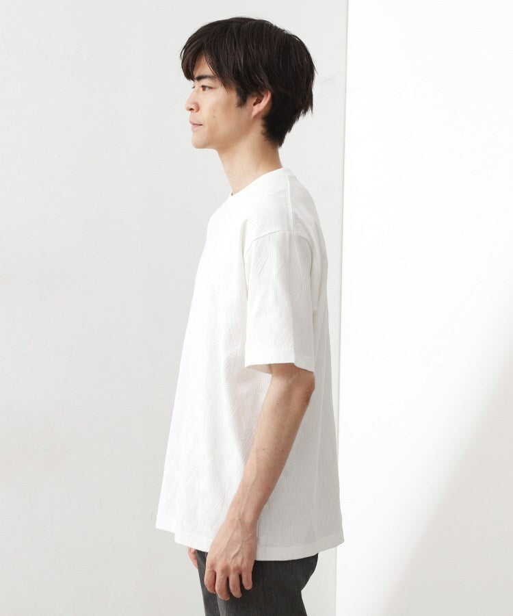 ザ ショップ ティーケー(メンズ) THE SHOP TK(Men) リサイクルパターンジャカード半袖Tシャツ (ブラック(019)) ブラック(019)