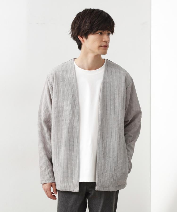 ザ ショップ ティーケー(メンズ) THE SHOP TK(Men) ジャカードアンサンブルカーディガン【半袖Tシャツ+カーディガン セットアイテム】 (ライトグレー(011)) ライトグレー(011)