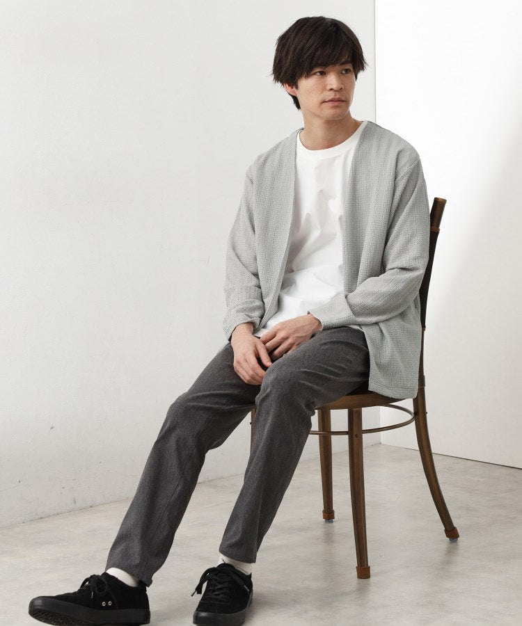 ザ ショップ ティーケー(メンズ) THE SHOP TK(Men) ジャカードアンサンブルカーディガン【半袖Tシャツ+カーディガン セットアイテム】 (ライトグレー(011)) ライトグレー(011)