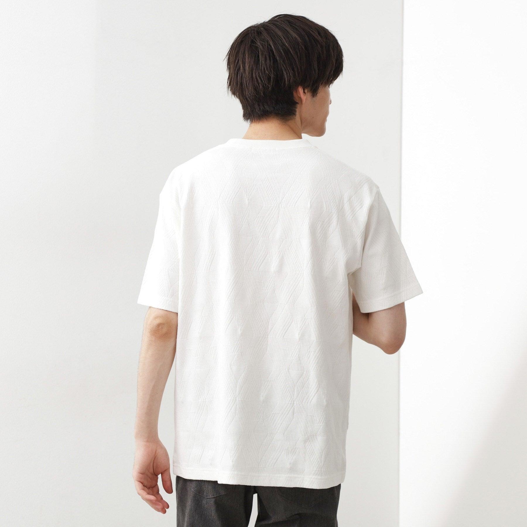 ザ ショップ ティーケー(メンズ) THE SHOP TK(Men) リサイクルパターンジャカード半袖Tシャツ (オフホワイト(003)) オフホワイト(003)