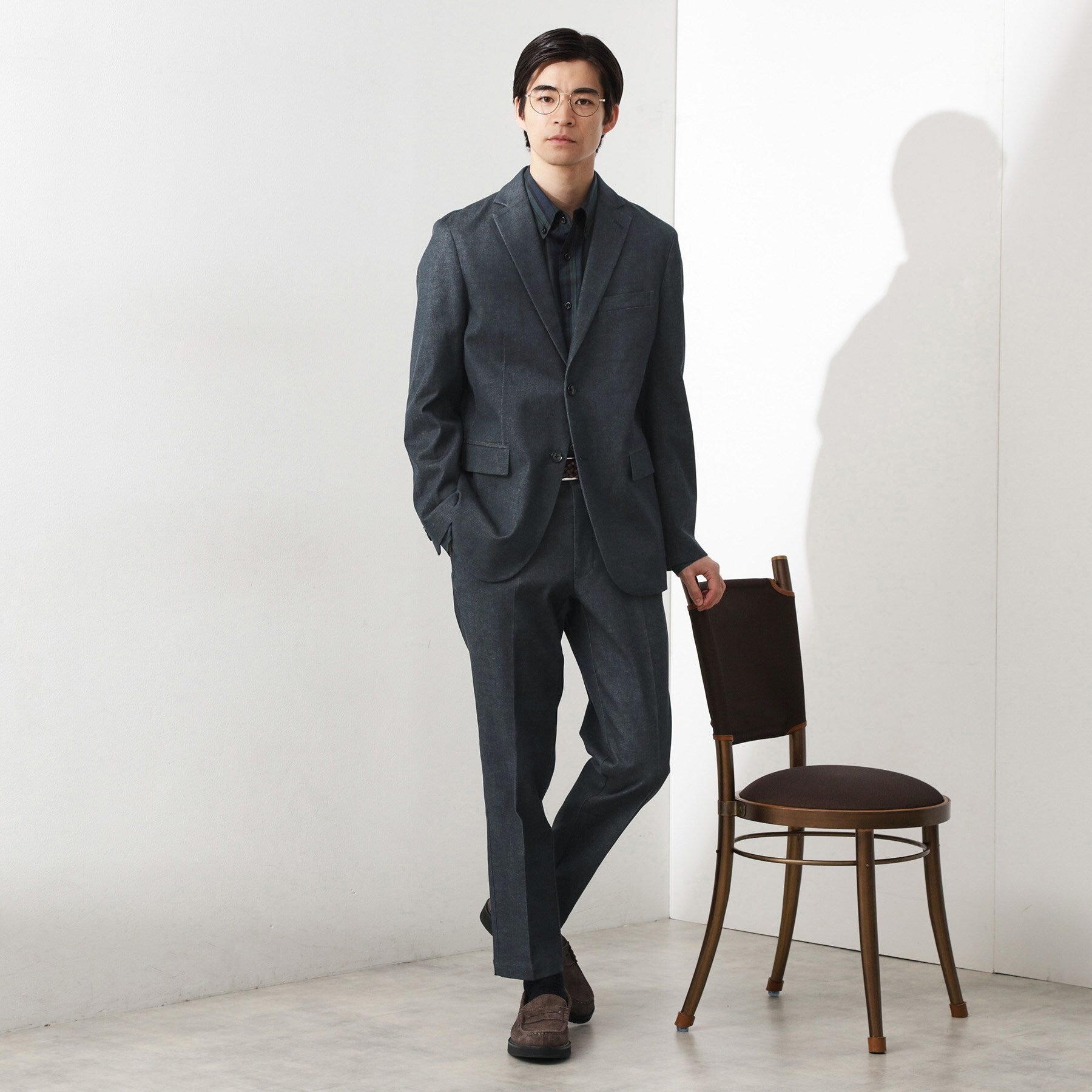 ザ ショップ ティーケー(メンズ) THE SHOP TK(Men) エバーデニムスラックス【セットアップ可】 (ネイビー(094)) ネイビー(094)