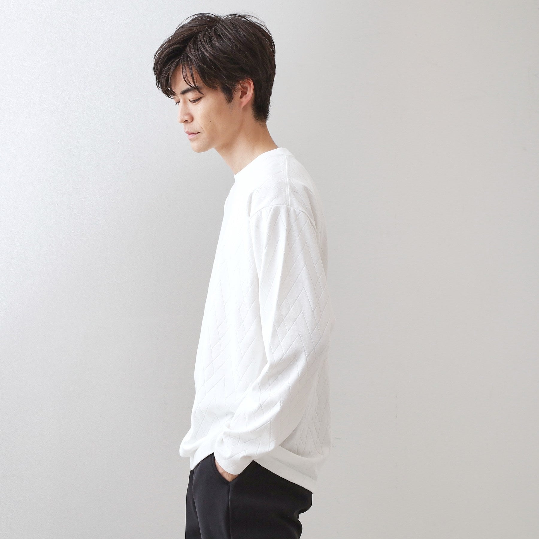 ザ ショップ ティーケー(メンズ) THE SHOP TK(Men) リサイクルリンクスジオメトリック長袖Tシャツ (ブラウン(044)) ブラウン(044)