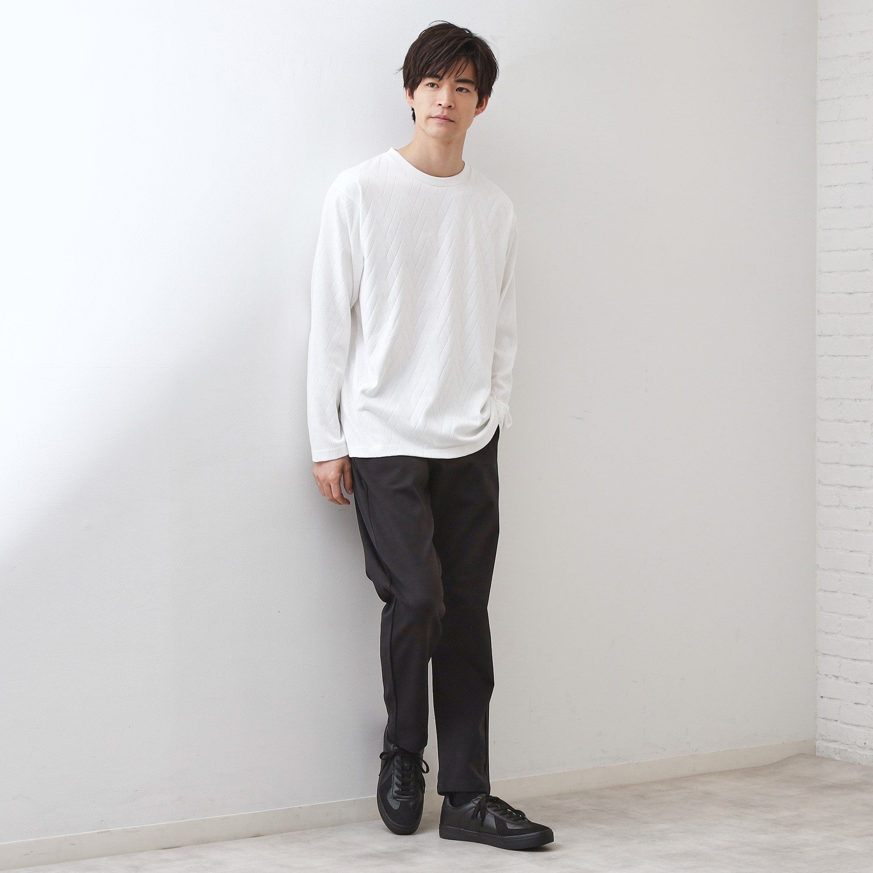 ザ ショップ ティーケー(メンズ) THE SHOP TK(Men) リサイクルリンクスジオメトリック長袖Tシャツ (ブラウン(044)) ブラウン(044)