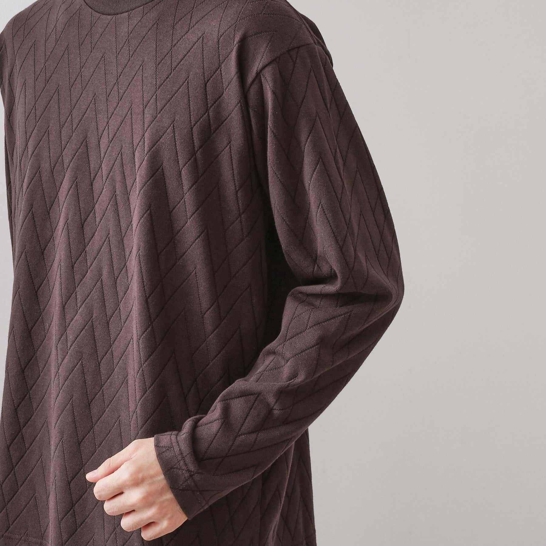 ザ ショップ ティーケー(メンズ) THE SHOP TK(Men) リサイクルリンクスジオメトリック長袖Tシャツ (ブラウン(044)) ブラウン(044)