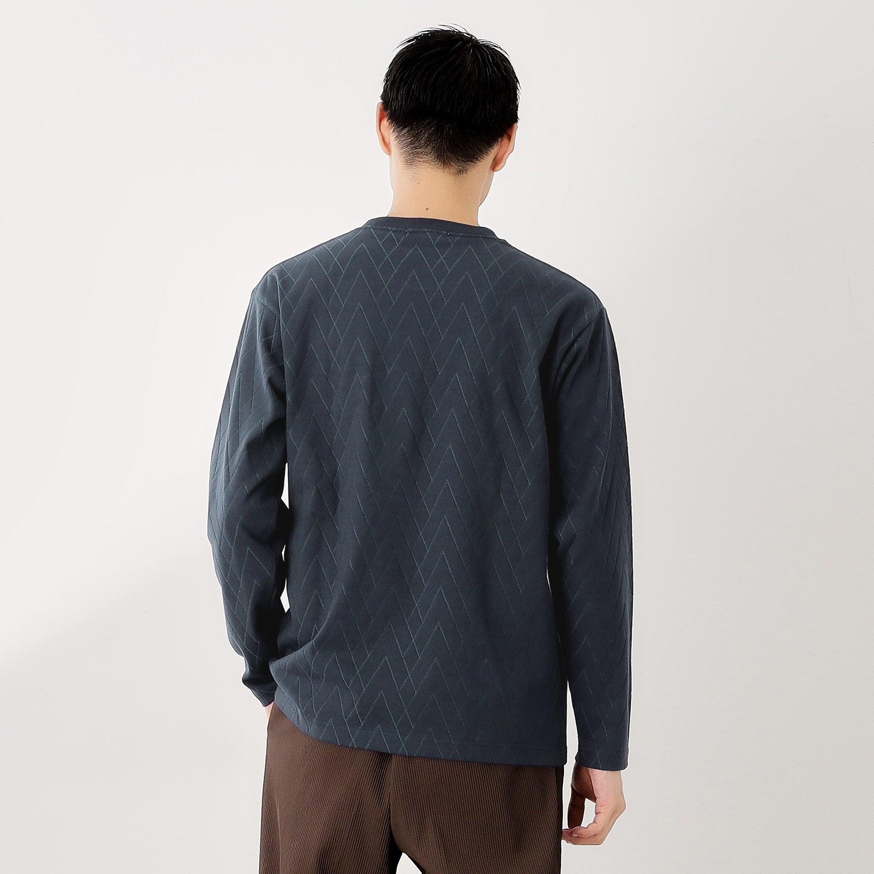 ザ ショップ ティーケー(メンズ) THE SHOP TK(Men) リサイクルリンクスジオメトリック長袖Tシャツ (ブラウン(044)) ブラウン(044)