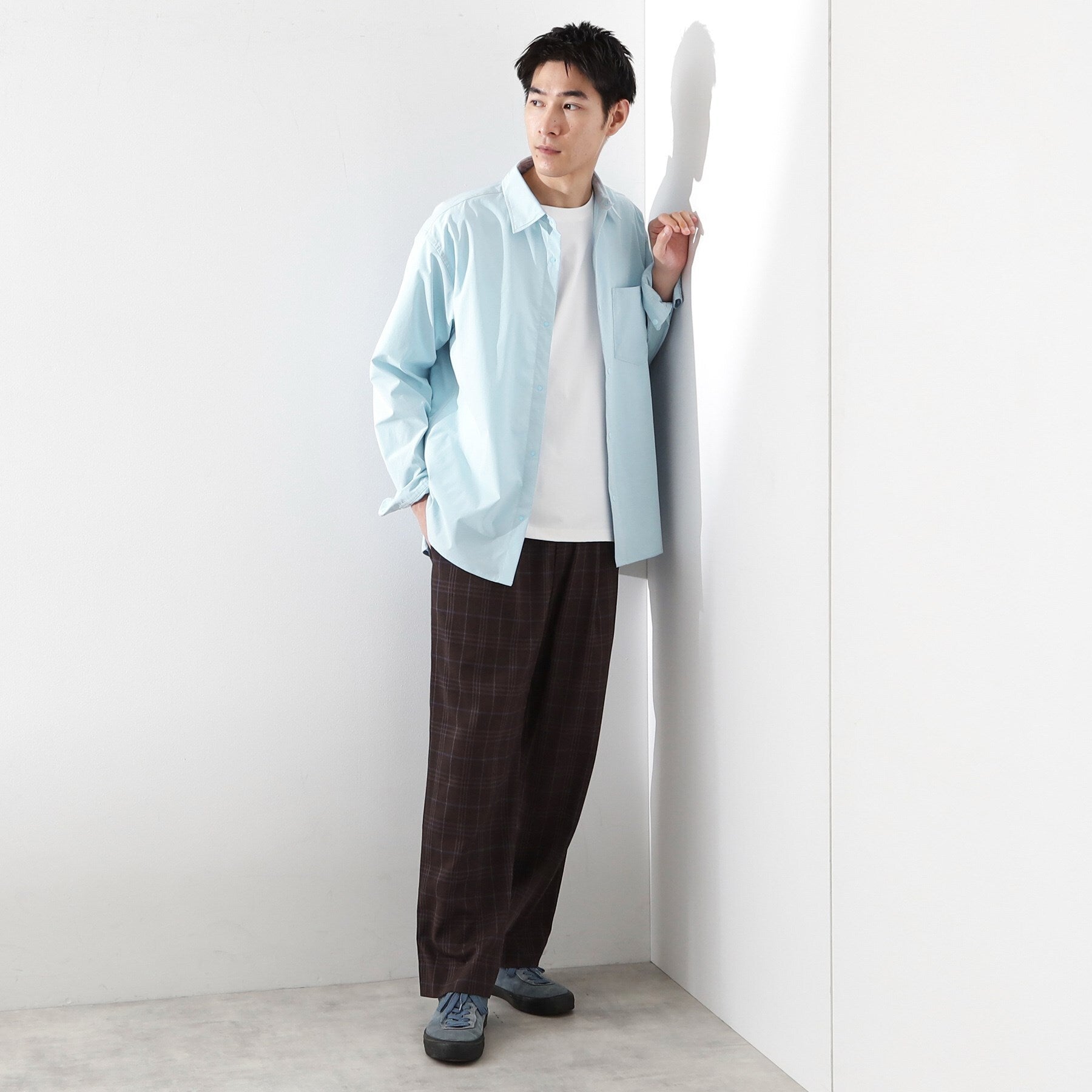 ザ ショップ ティーケー(メンズ) THE SHOP TK(Men) CAVEブロード長袖シャツ (サックスブルー(090)) サックスブルー(090)