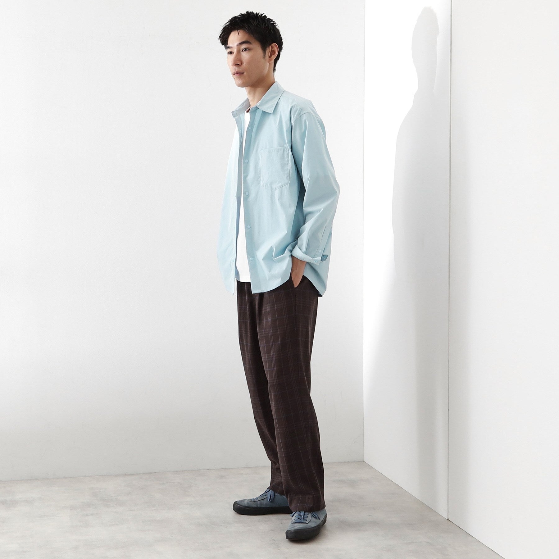 ザ ショップ ティーケー(メンズ) THE SHOP TK(Men) CAVEブロード長袖シャツ (サックスブルー(090)) サックスブルー(090)