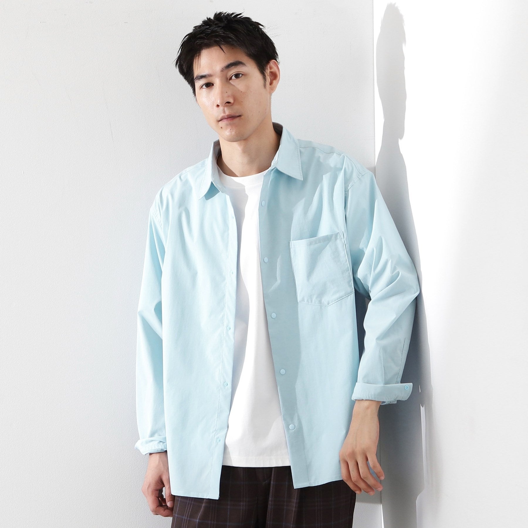 ザ ショップ ティーケー(メンズ) THE SHOP TK(Men) CAVEブロード長袖シャツ (サックスブルー(090)) サックスブルー(090)