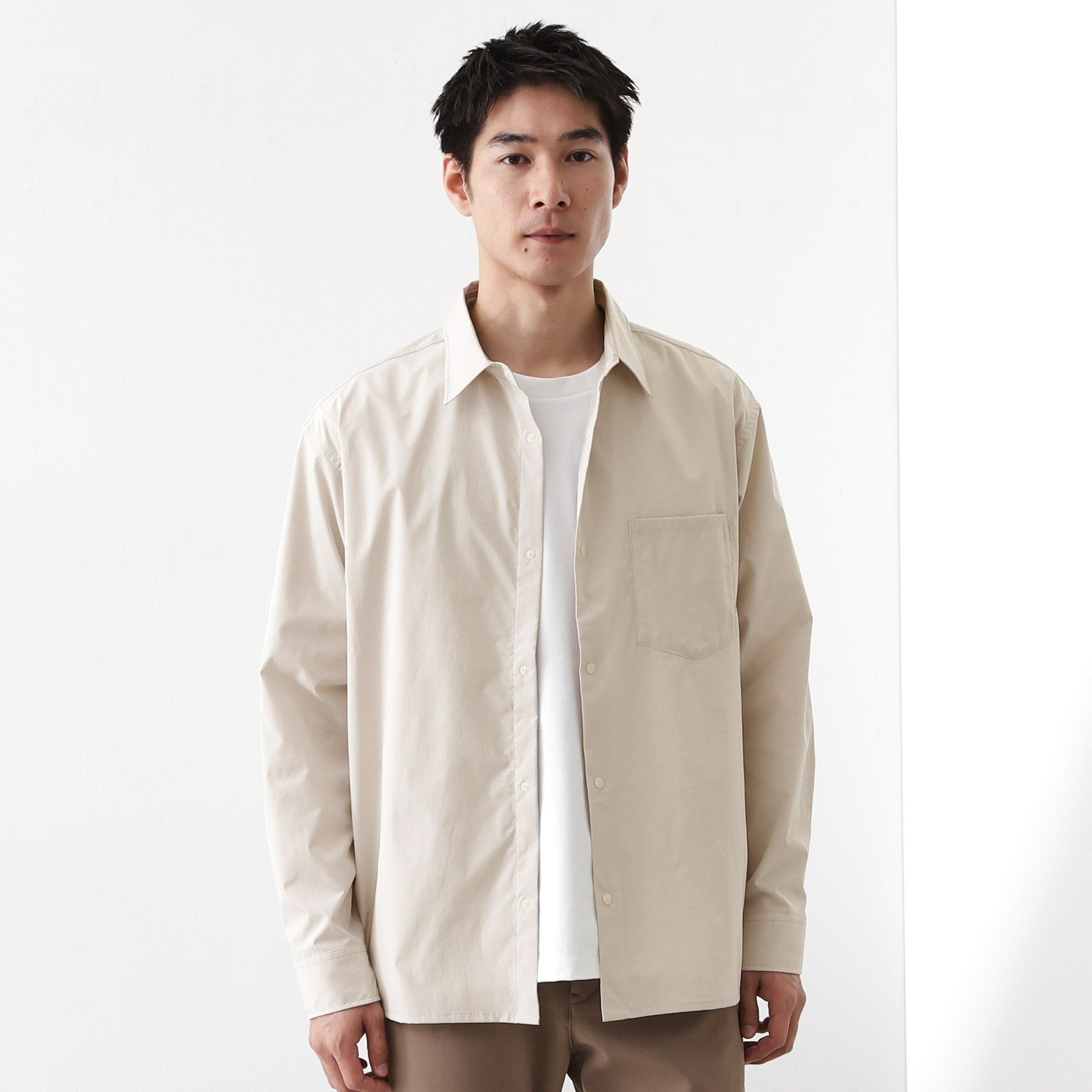 ザ ショップ ティーケー(メンズ) THE SHOP TK(Men) CAVEブロード長袖シャツ (ライトベージュ(051)) ライトベージュ(051)