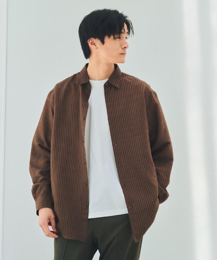 ザ ショップ ティーケー(メンズ) THE SHOP TK(Men) チェック&ストライプアソート長袖シャツ【洗濯機OK】 (ブラウン(344)) ブラウン(344)