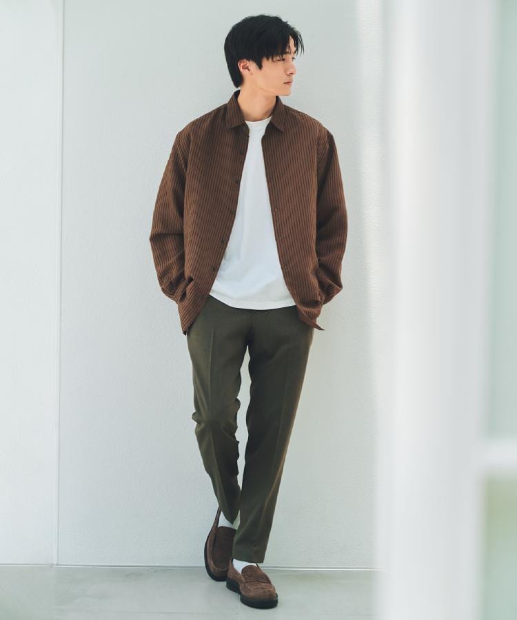 ザ ショップ ティーケー(メンズ) THE SHOP TK(Men) チェック&ストライプアソート長袖シャツ【洗濯機OK】 (ブラウン(344)) ブラウン(344)