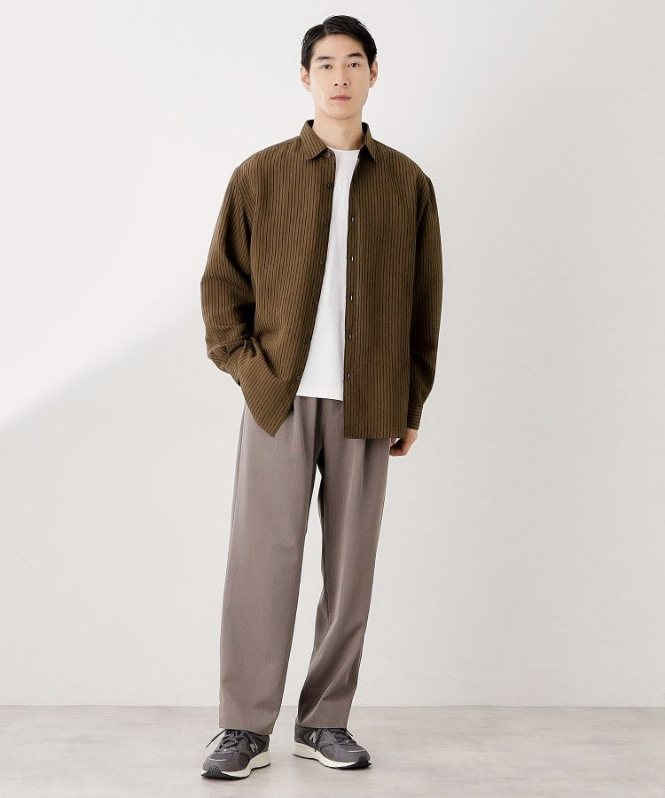 ザ ショップ ティーケー(メンズ) THE SHOP TK(Men) チェック&ストライプアソート長袖シャツ【洗濯機OK】 (ブラウン(344)) ブラウン(344)