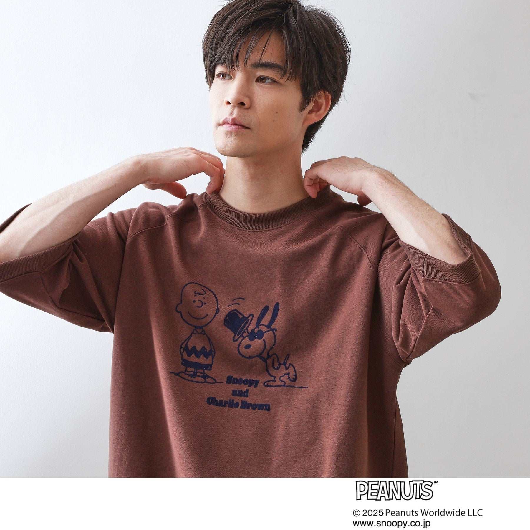 ザ ショップ ティーケー(メンズ) THE SHOP TK(Men) Peanuts スヌーピー 5分袖裏毛 (グレー(012)) グレー(012)