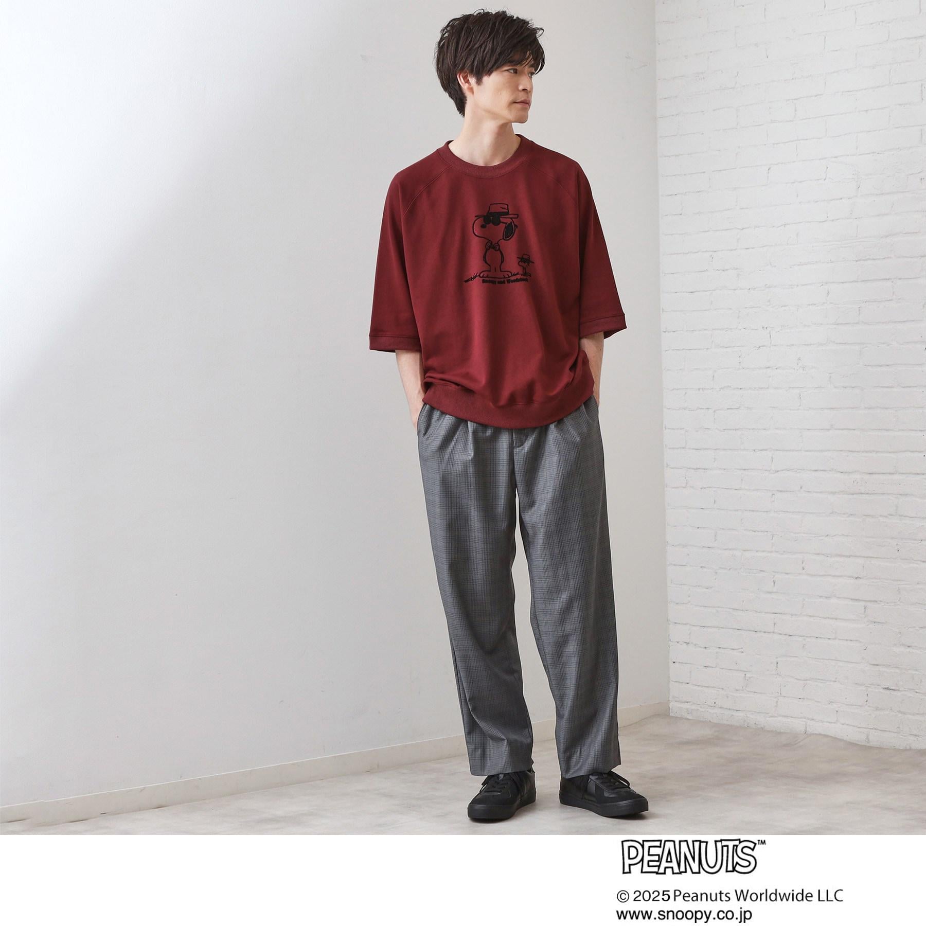 ザ ショップ ティーケー(メンズ) THE SHOP TK(Men) Peanuts スヌーピー 5分袖裏毛 (グレー(012)) グレー(012)