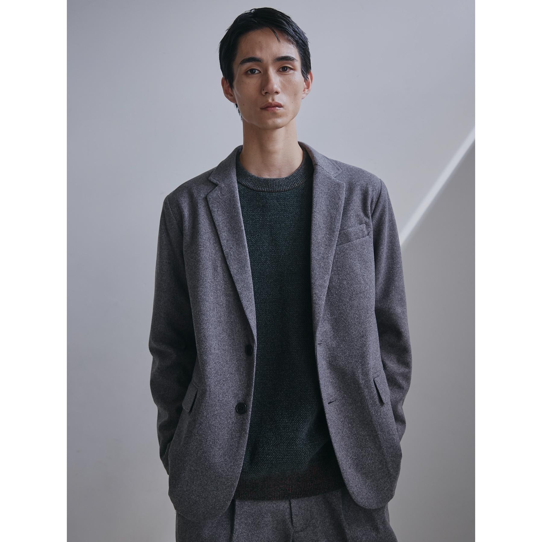 ザ ショップ ティーケー(メンズ) THE SHOP TK(Men) ホームスパンジャージジャケット【セットアップ可】 (チャコールグレー(013)) チャコールグレー(013)