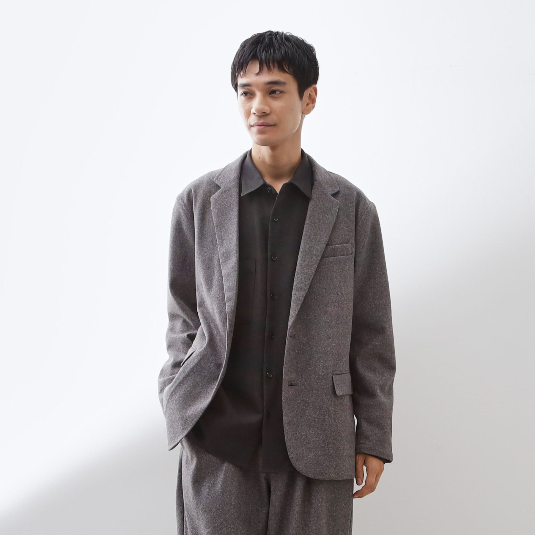 ザ ショップ ティーケー(メンズ) THE SHOP TK(Men) ホームスパンジャージジャケット【セットアップ可】 (チャコールグレー(013)) チャコールグレー(013)