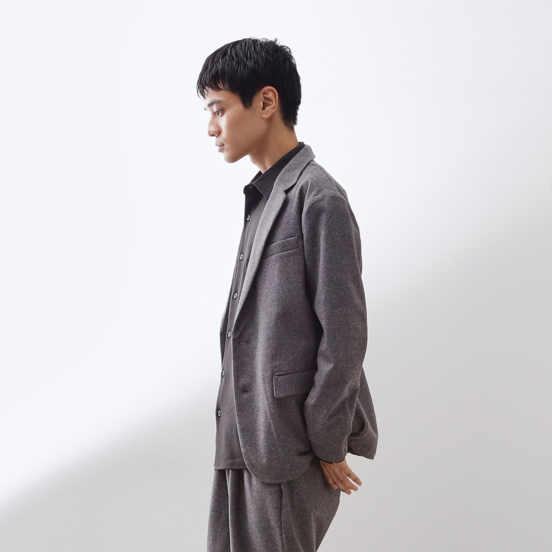 ザ ショップ ティーケー(メンズ) THE SHOP TK(Men) ホームスパンジャージジャケット【セットアップ可】 (チャコールグレー(013)) チャコールグレー(013)