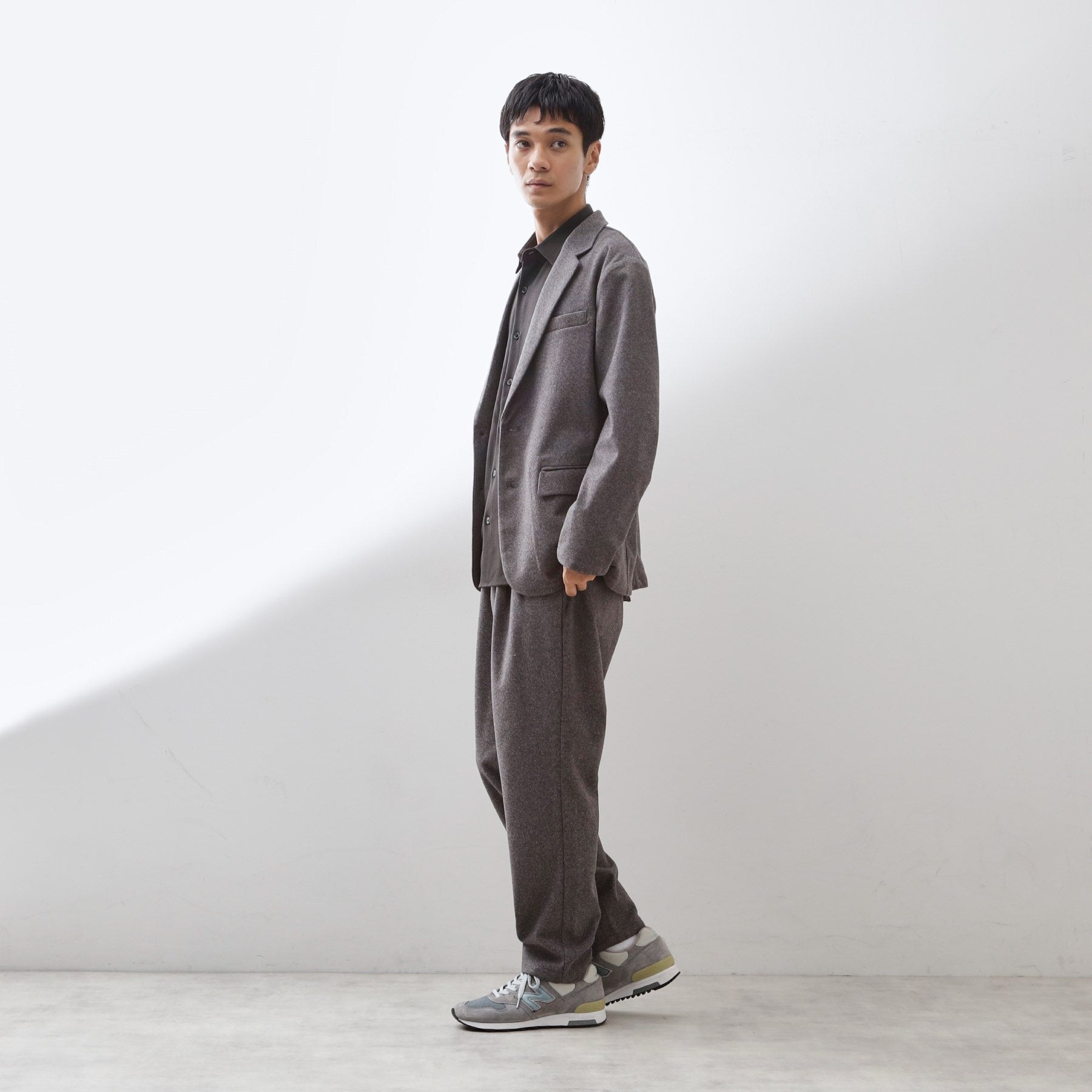 ザ ショップ ティーケー(メンズ) THE SHOP TK(Men) ホームスパンジャージジャケット【セットアップ可】 (チャコールグレー(013)) チャコールグレー(013)