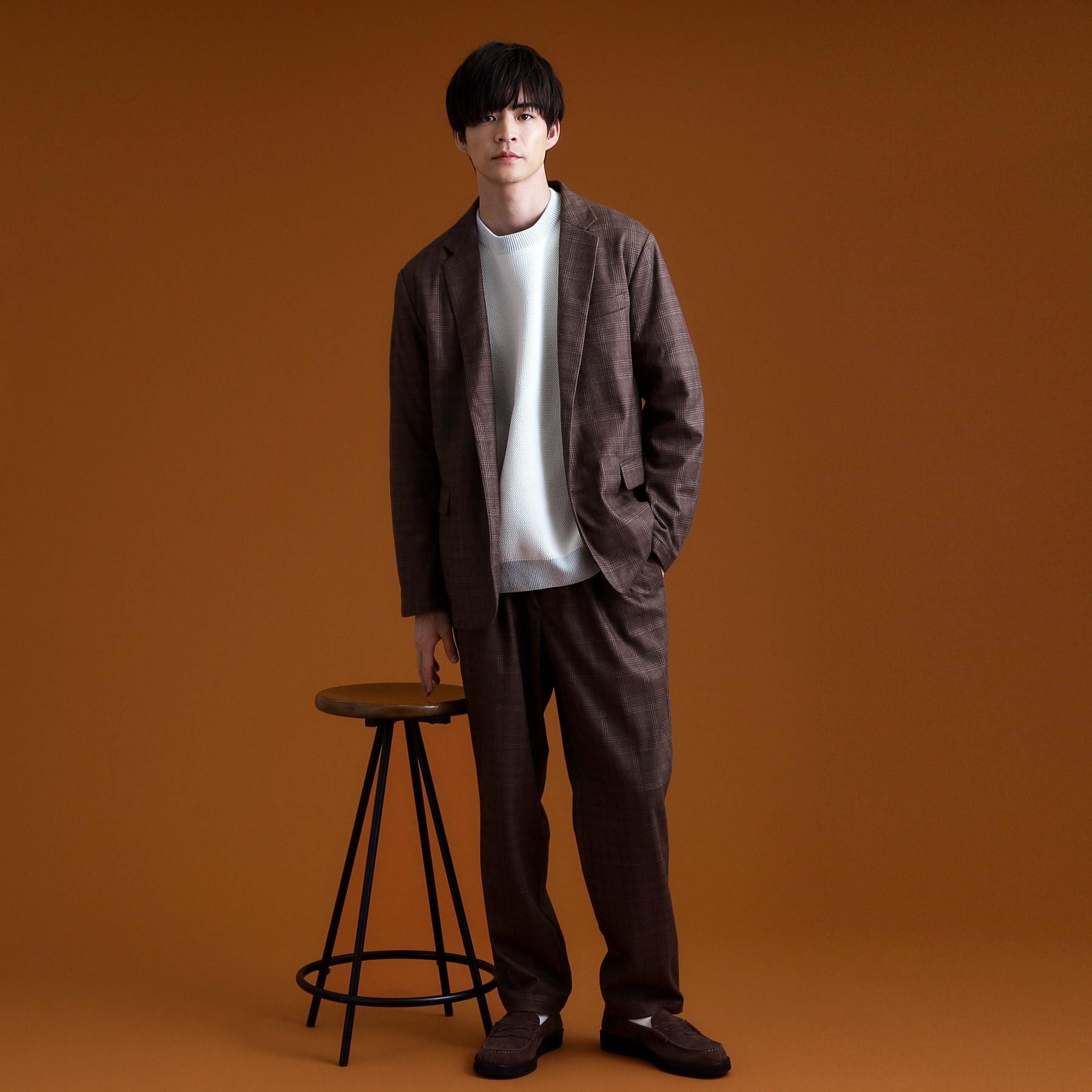 ザ ショップ ティーケー(メンズ) THE SHOP TK(Men) ホームスパンジャージジャケット【セットアップ可】 (チャコールグレー(013)) チャコールグレー(013)