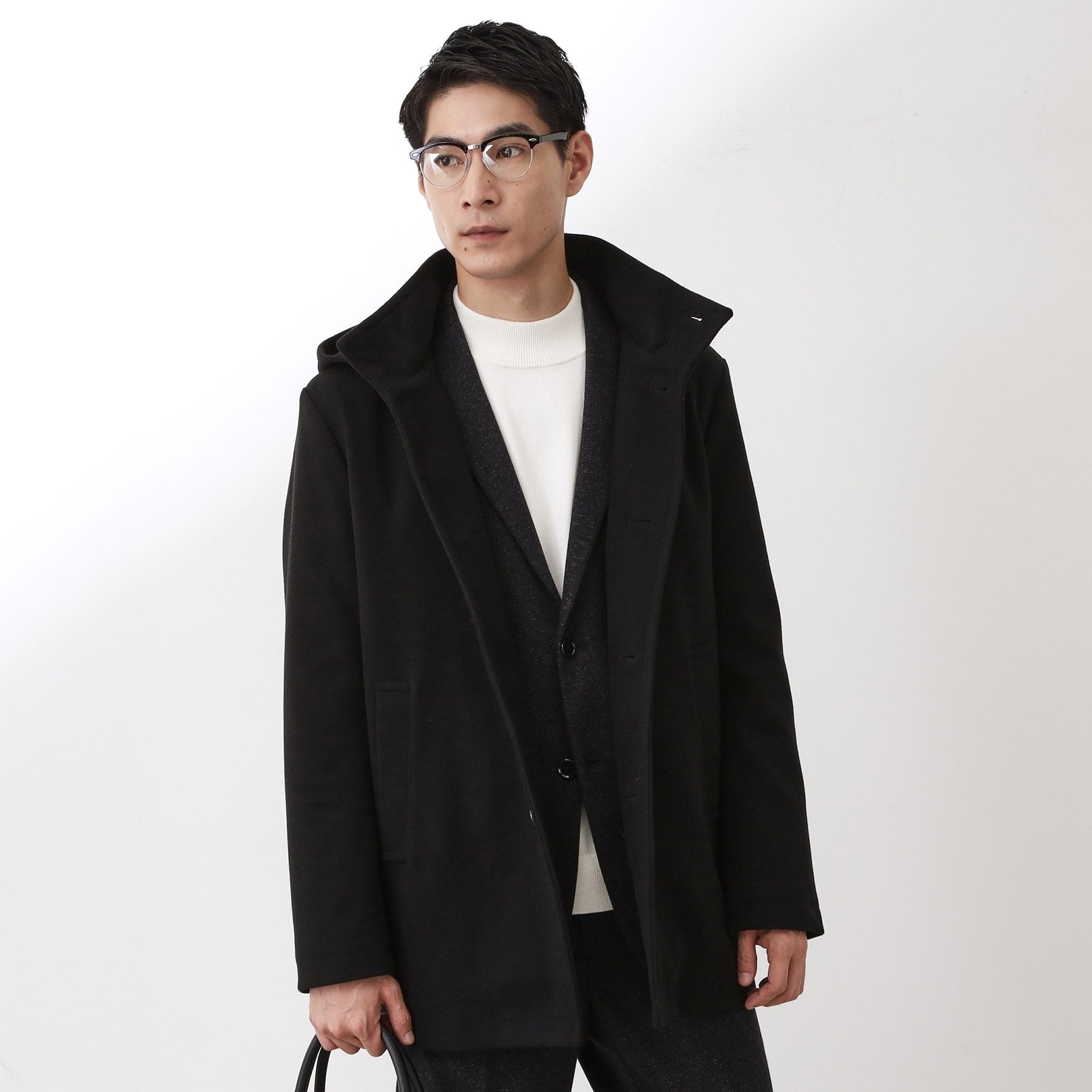 ザ ショップ ティーケー(メンズ) THE SHOP TK(Men) ONO/FF対応ウーリックスタンドメルトンコート 【洗濯機OK/フード取外し可】 (ブラック(019)) ブラック(019)