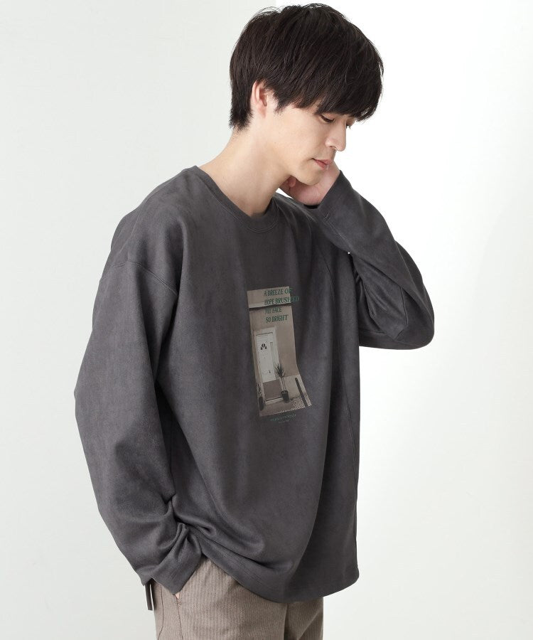 ザ ショップ ティーケー(メンズ) THE SHOP TK(Men) スエードプリントプルオーバー (チャコールグレー(013)) チャコールグレー(013)