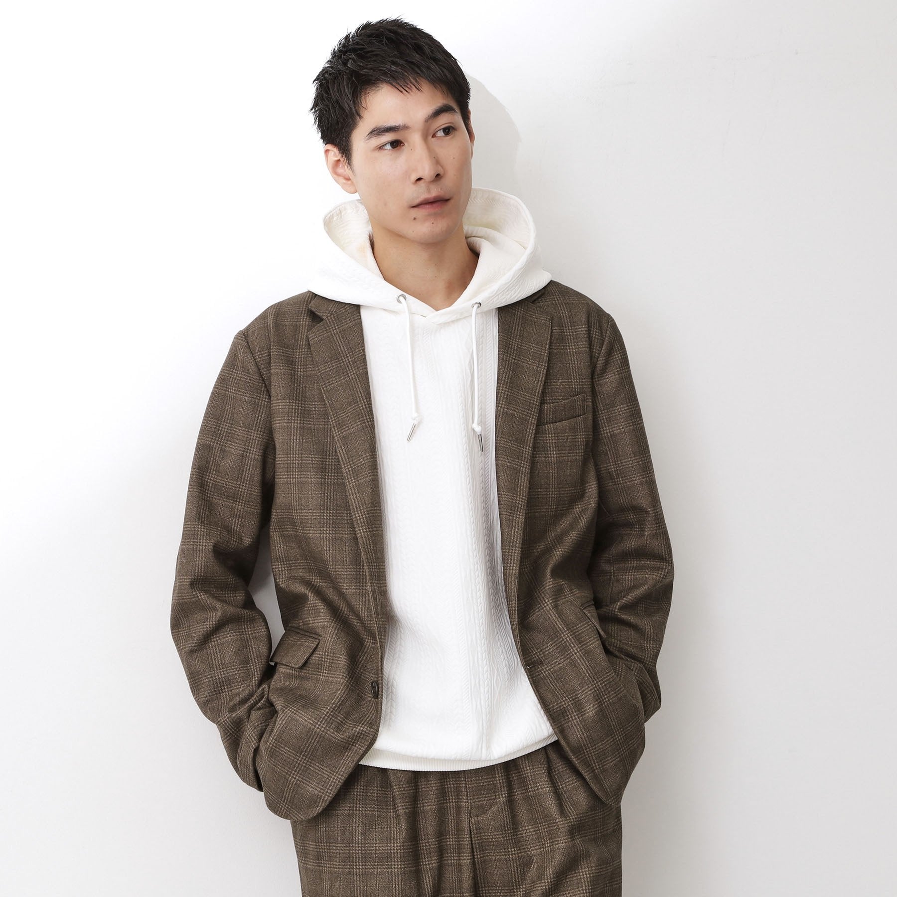 ザ ショップ ティーケー(メンズ) THE SHOP TK(Men) ホームスパンジャージジャケット【セットアップ可】 (グレージュ(250)) グレージュ(250)