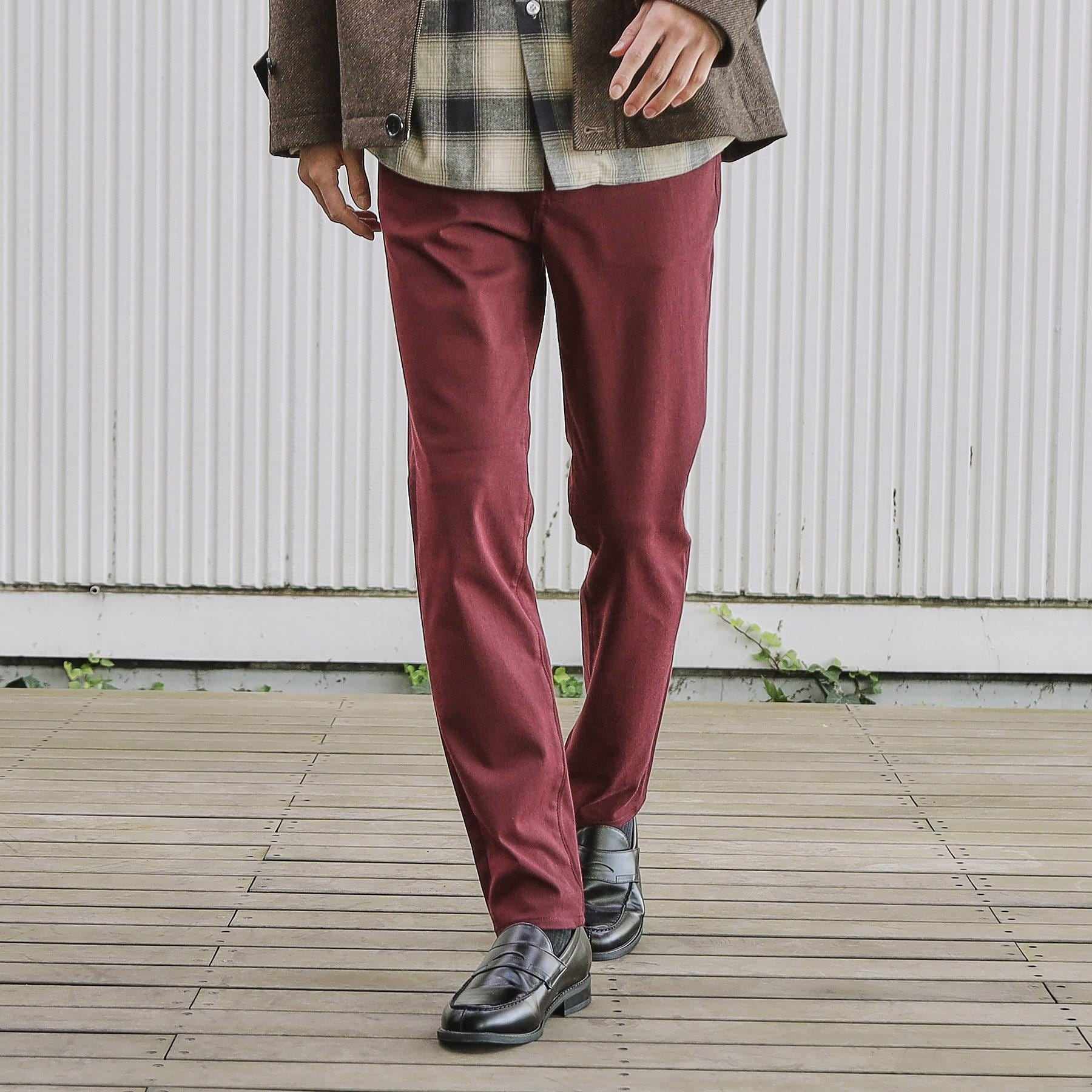 ザ ショップ ティーケー(メンズ) THE SHOP TK(Men) プレミアムスキニーパンツ WARM【裏起毛/360°ストレッチ/洗濯機OK】 (ボルドー(064)) ボルドー(064)