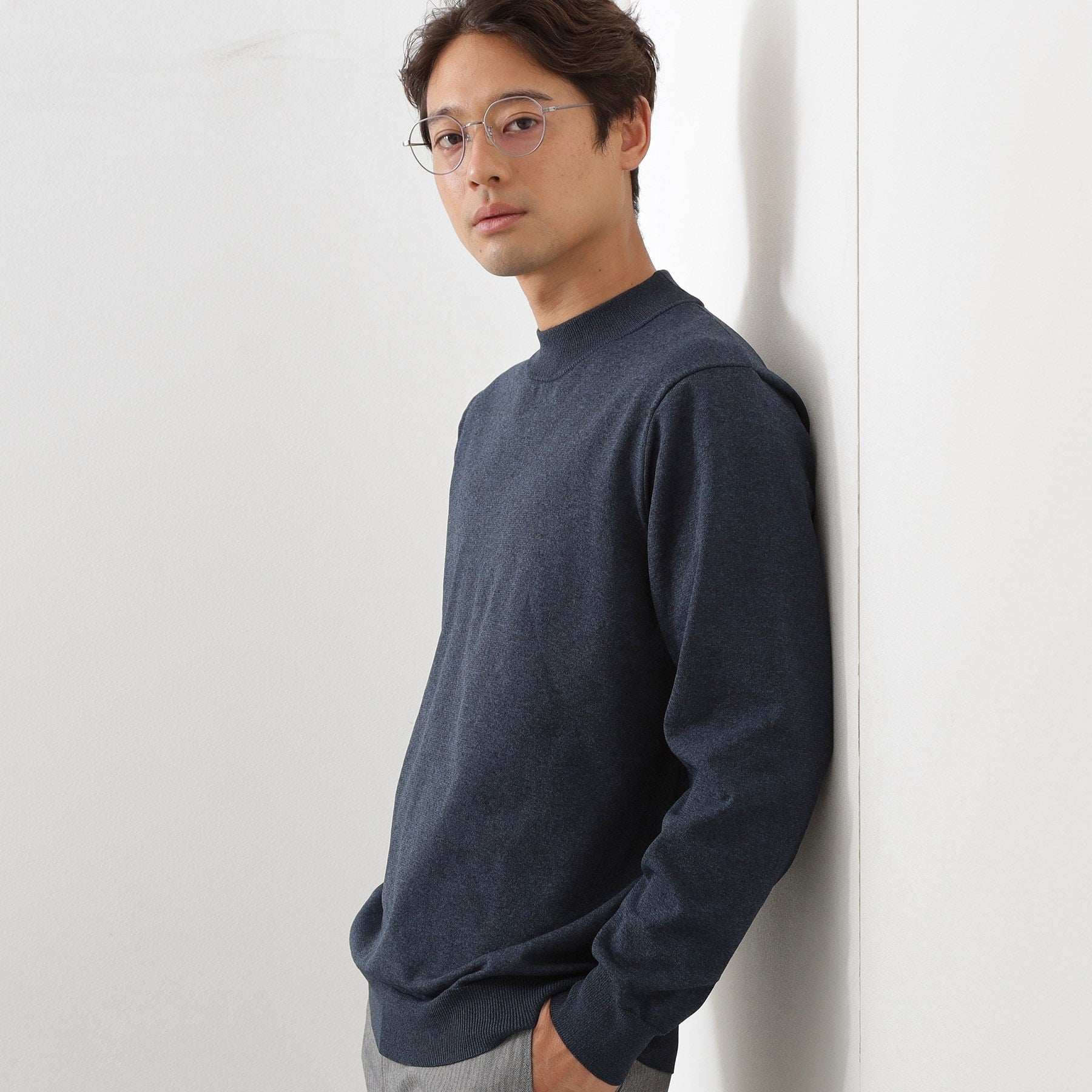 ザ ショップ ティーケー(メンズ) THE SHOP TK(Men) 【冬のビジネスシーンに最適】モックネックニット (ネイビー(094)) ネイビー(094)