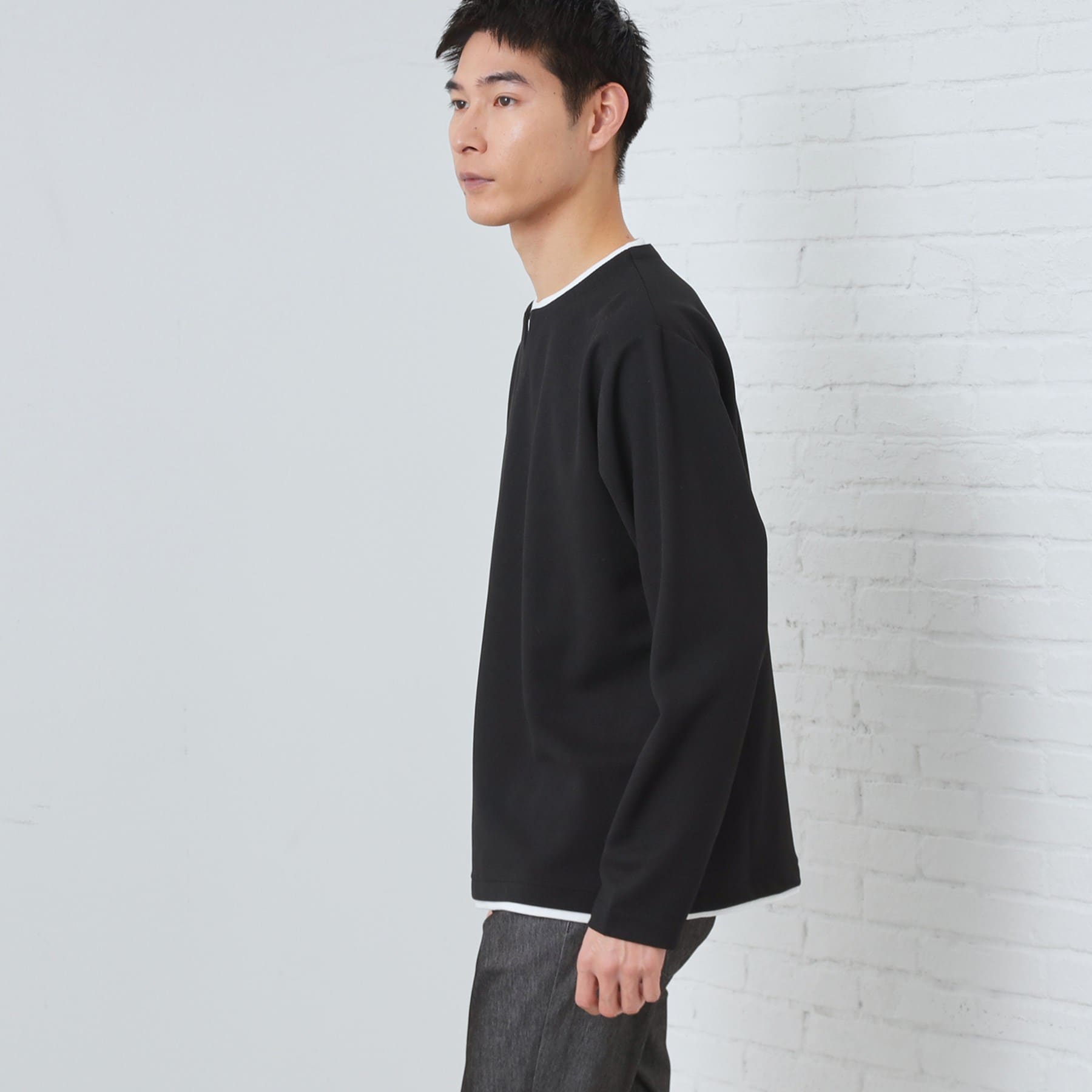 ザ ショップ ティーケー(メンズ) THE SHOP TK(Men) 【1枚で決まる!】キーネックフェイクレイヤード長袖Tシャツ (オフホワイト(003)) オフホワイト(003)