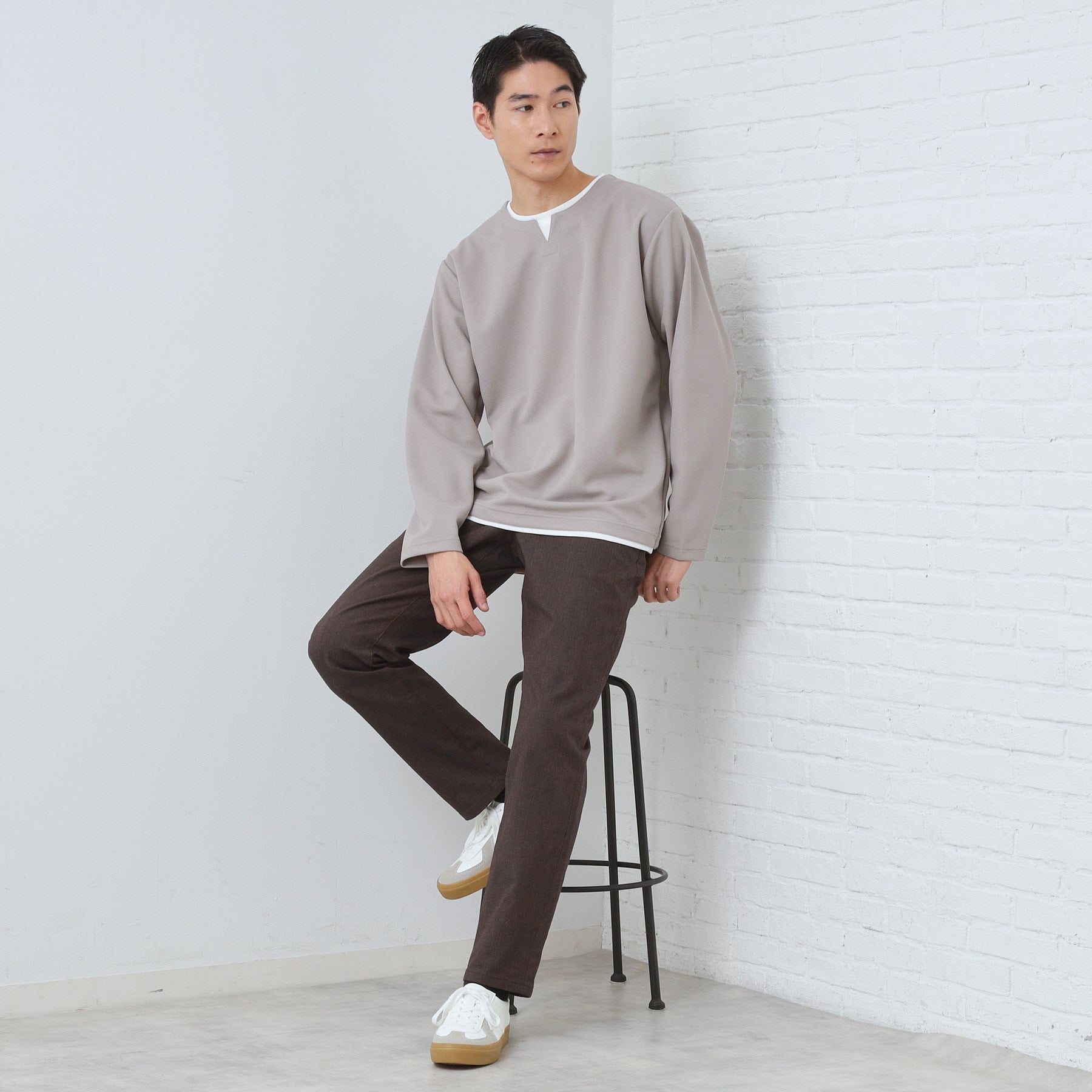 ザ ショップ ティーケー(メンズ) THE SHOP TK(Men) 【1枚で決まる!】キーネックフェイクレイヤード長袖Tシャツ (オフホワイト(003)) オフホワイト(003)