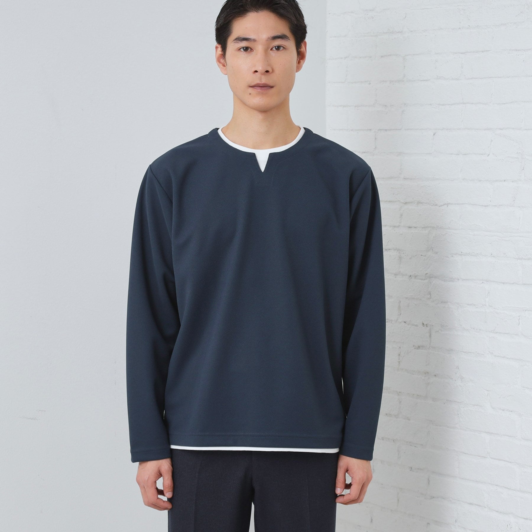 ザ ショップ ティーケー(メンズ) THE SHOP TK(Men) 【1枚で決まる!】キーネックフェイクレイヤード長袖Tシャツ (オフホワイト(003)) オフホワイト(003)
