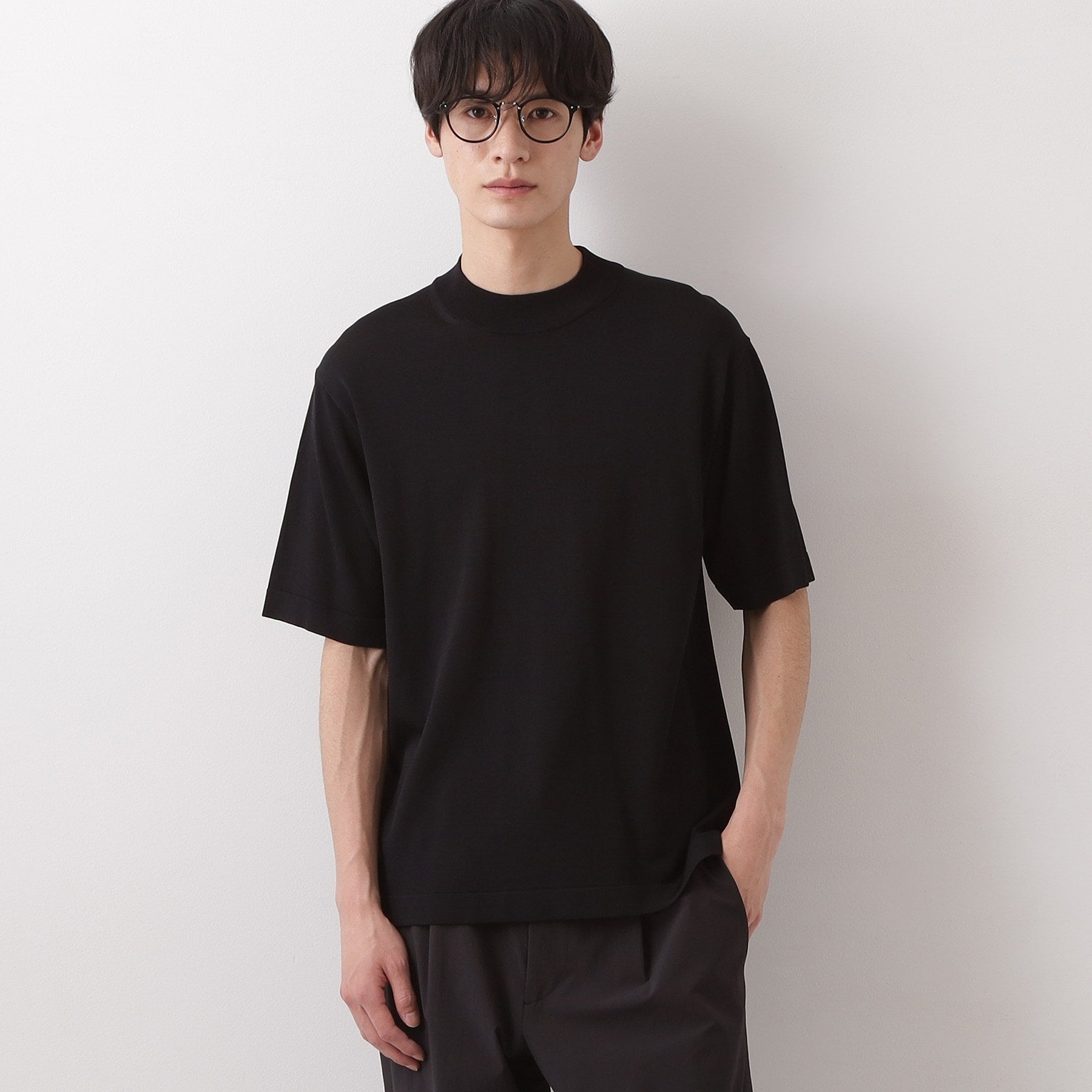 ザ ショップ ティーケー(メンズ) THE SHOP TK(Men) 《KURO》半袖モックネックニット (ブラック(019)) ブラック(019)