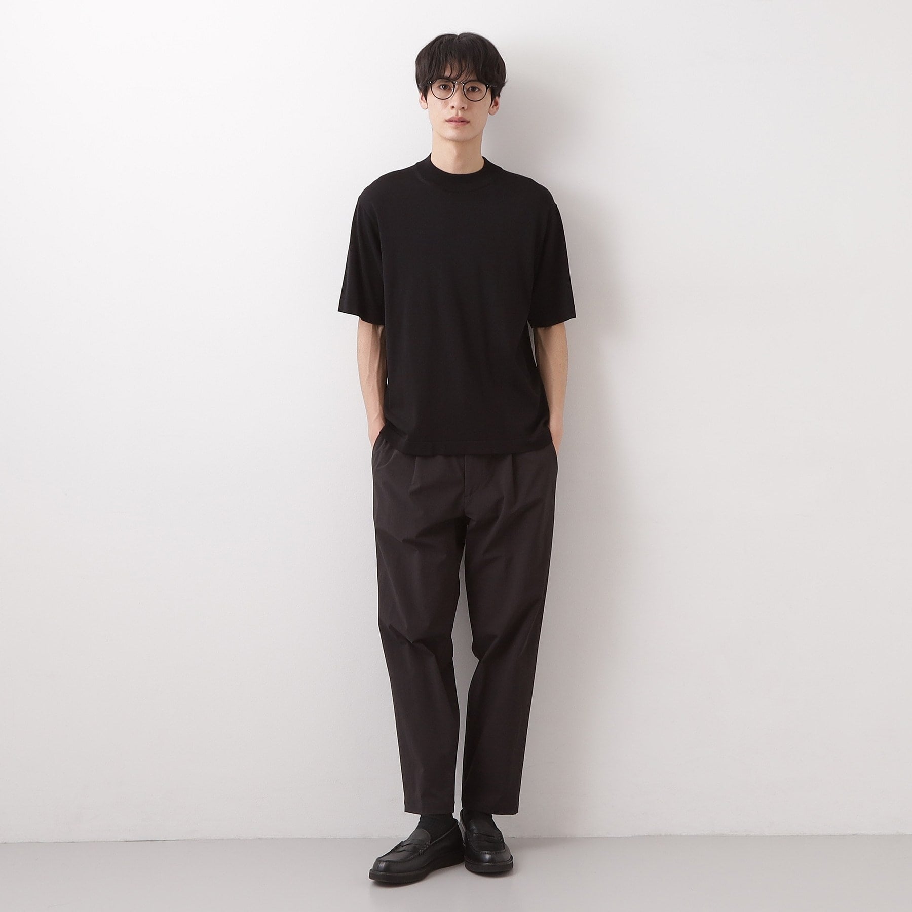 ザ ショップ ティーケー(メンズ) THE SHOP TK(Men) 《KURO》半袖モックネックニット (ブラック(019)) ブラック(019)