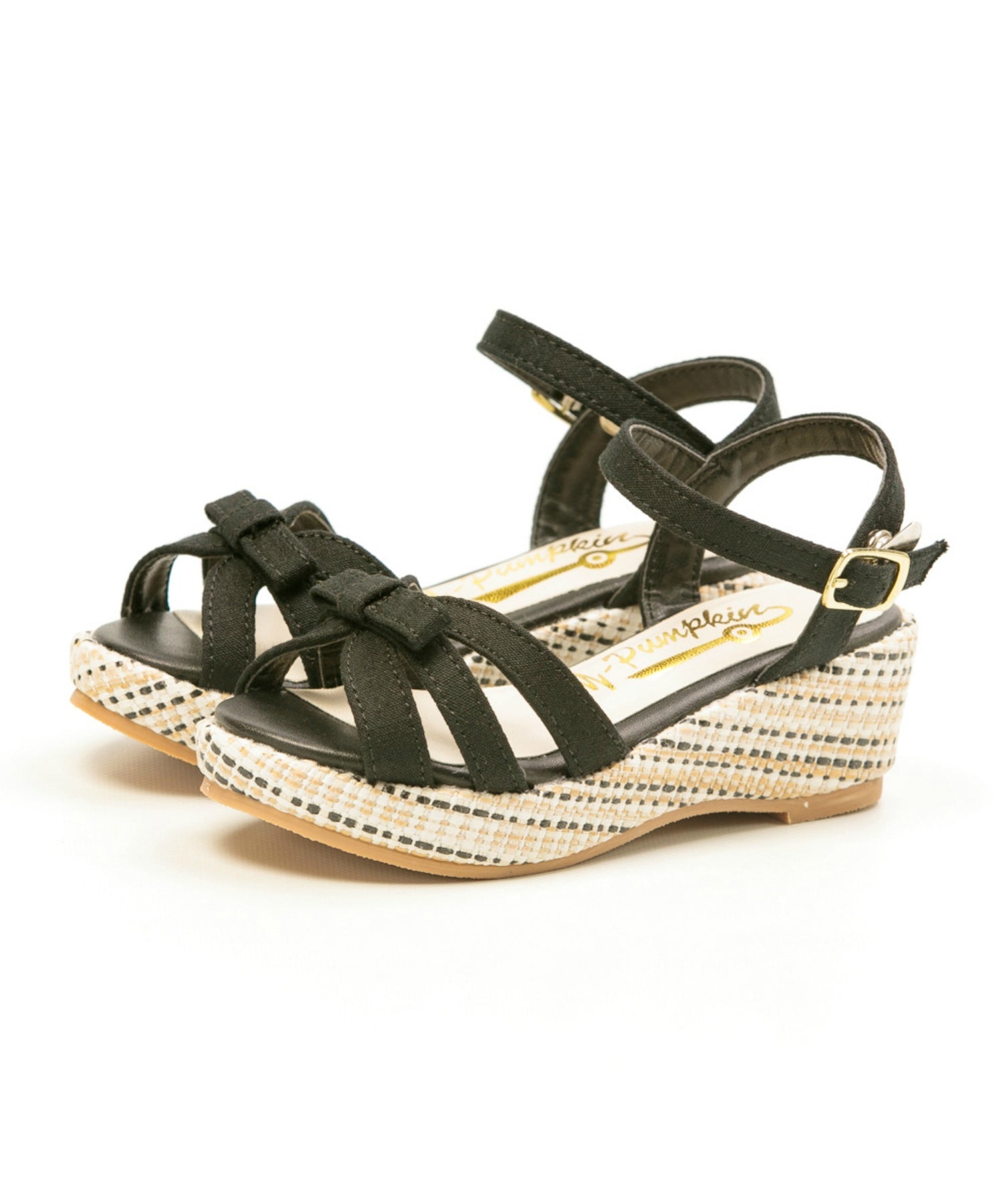 Foot Place KIDS Sandals Low Heel Simple Ribbon Kids Fashion Wedge Girls Strap Yellow Pumpkin TS-JN10