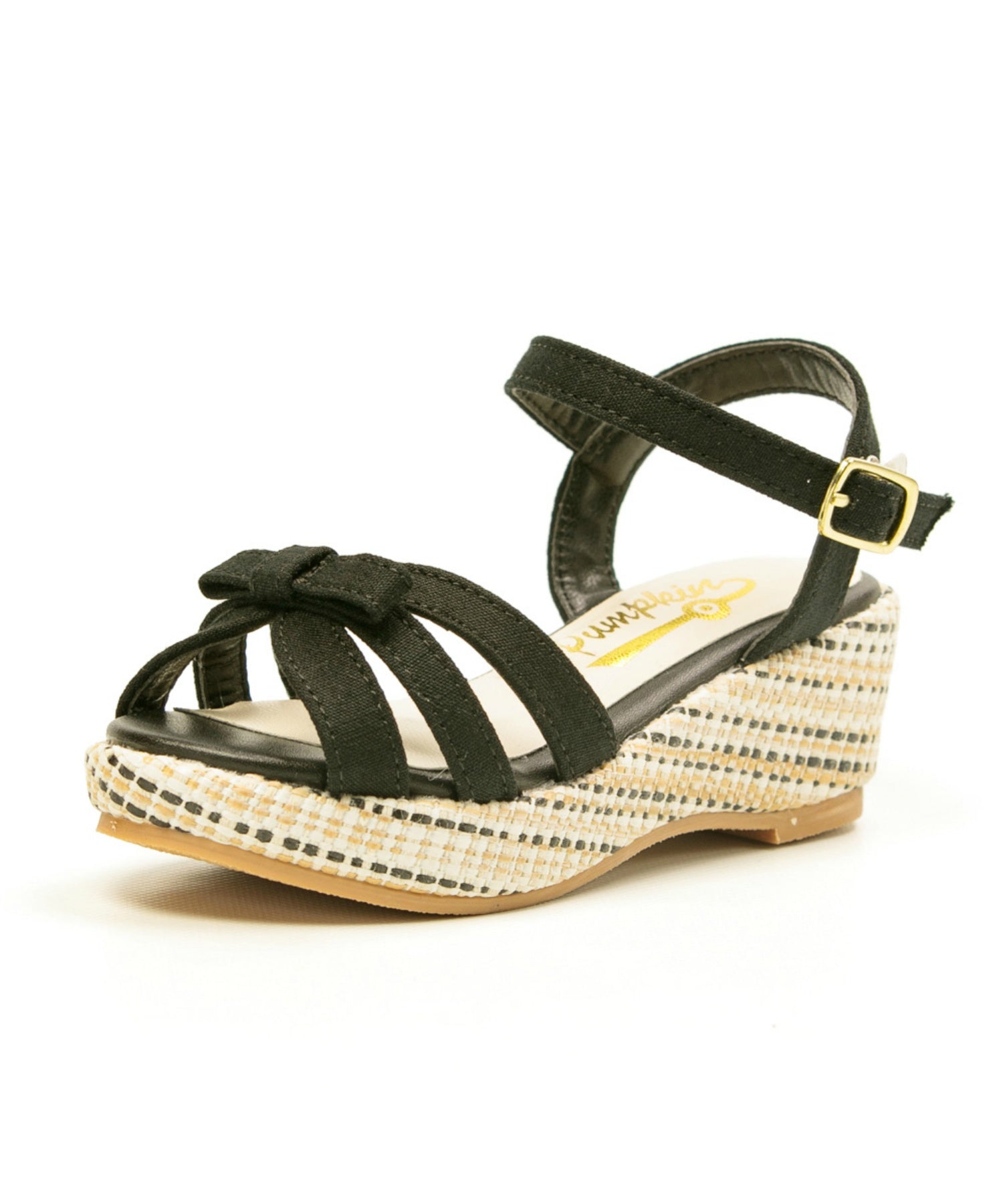 Foot Place KIDS Sandals Low Heel Simple Ribbon Kids Fashion Wedge Girls Strap Yellow Pumpkin TS-JN10