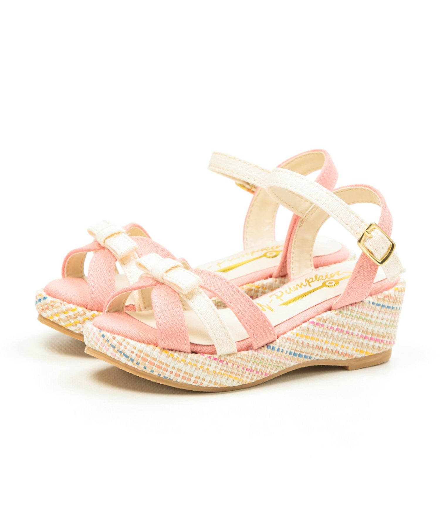 Foot Place KIDS Sandals Low Heel Simple Ribbon Kids Fashion Wedge Girls Strap Yellow Pumpkin TS-JN10